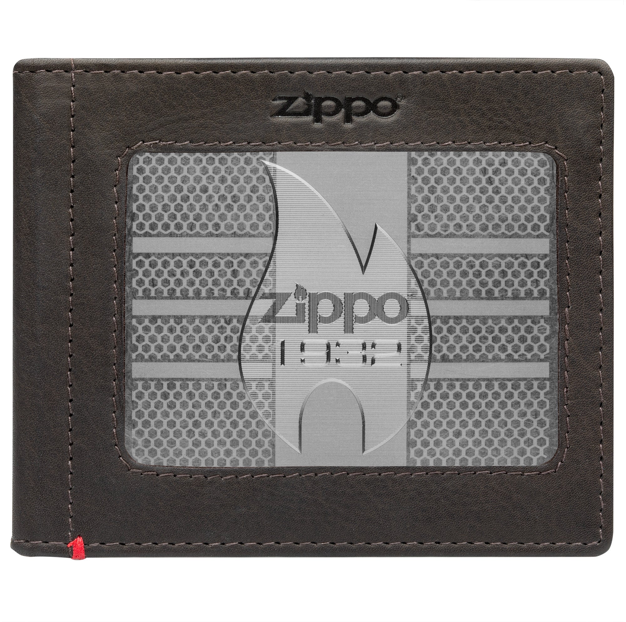 Vintage Zippo 1932 Replica Metal Plate Mocha Leather Wallet for Men - Perfect for Everyday Use, Travel & Gifting