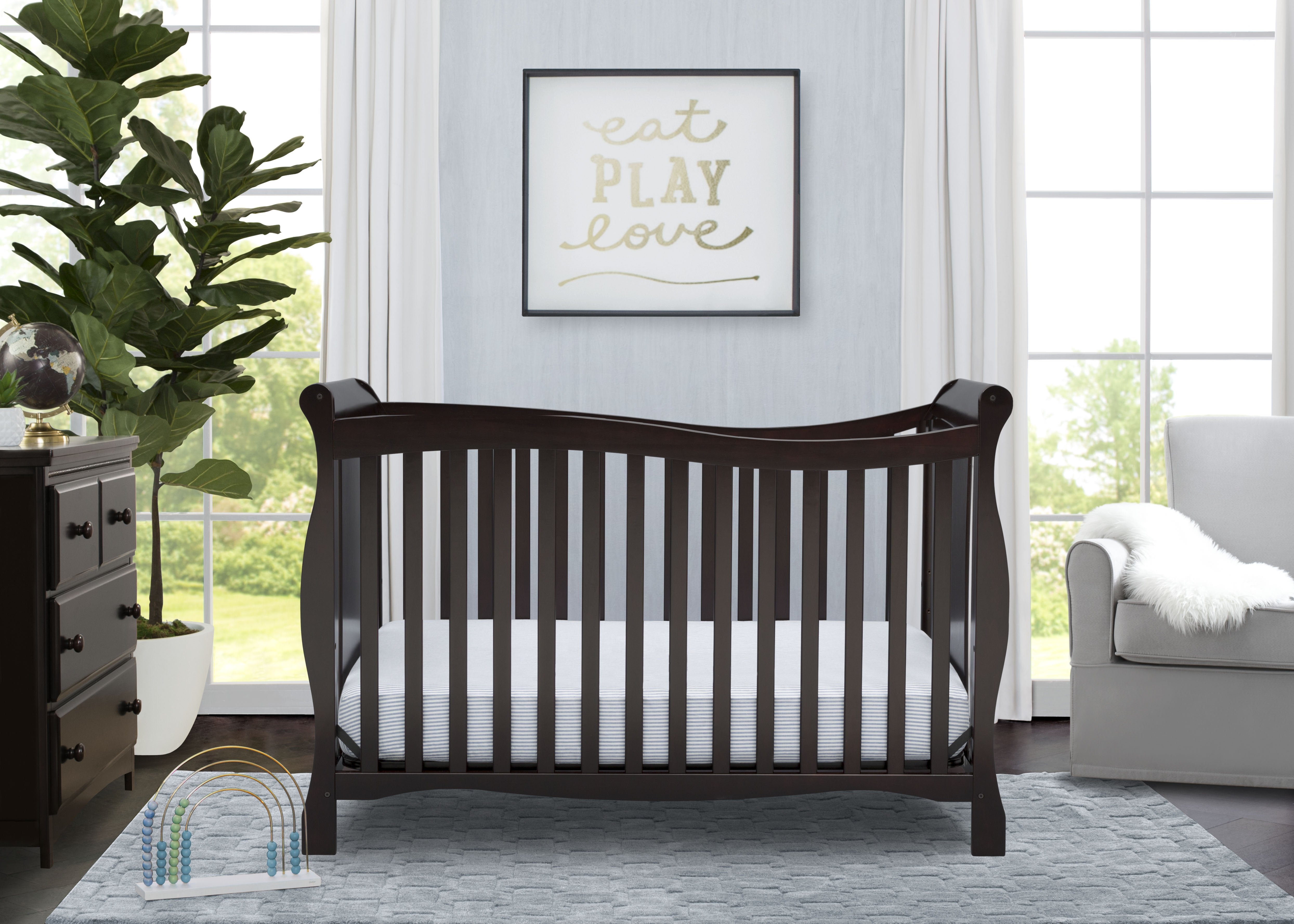 Brookside 4-in-1 Convertible Baby Crib - White Nursery Furniture for Newborn to Toddler Bed | Perfect for Modern Nursery, Bedroom & Daycare Use