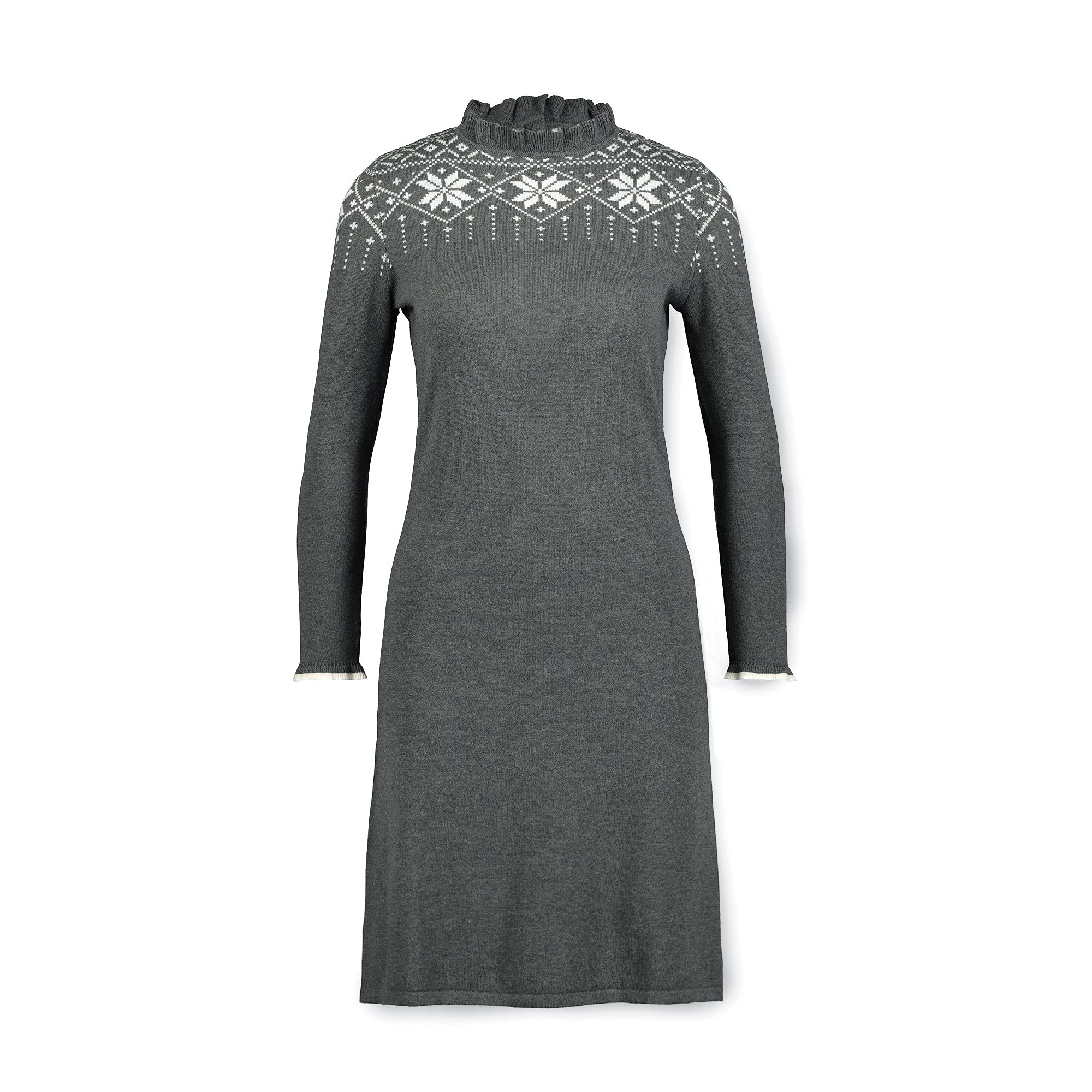 Hope & Henry Women's Cable Knit Sweater Dress with Elbow Patches - Cozy Winter Outfit for Office, Date Night & Holiday Gatherings