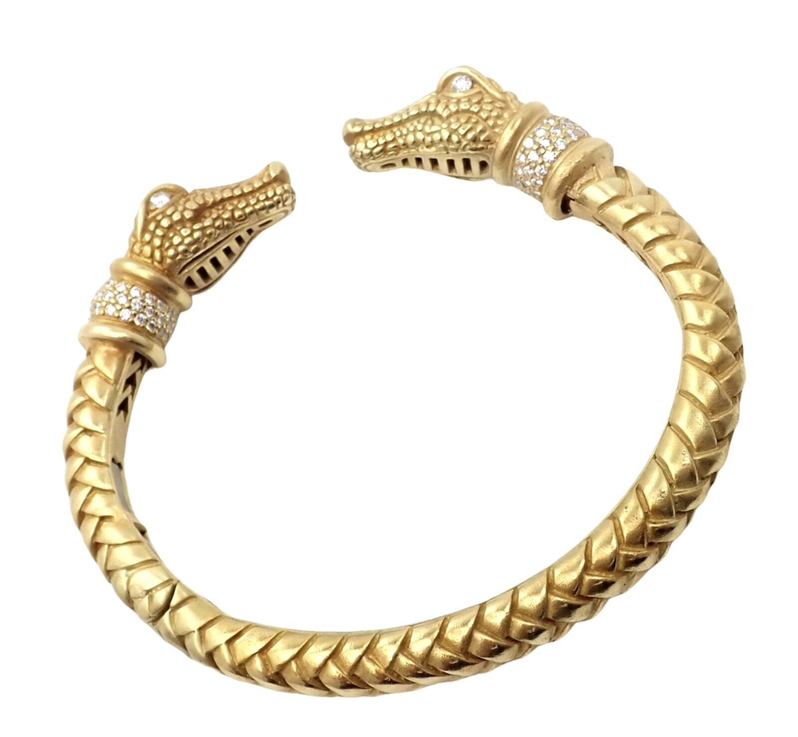 Authentic Kieselstein Cord 18k Yellow Gold Diamond Alligator Head Bracelet - Luxury Jewelry for Women, Perfect Gift for Anniversary & Special Occasions
