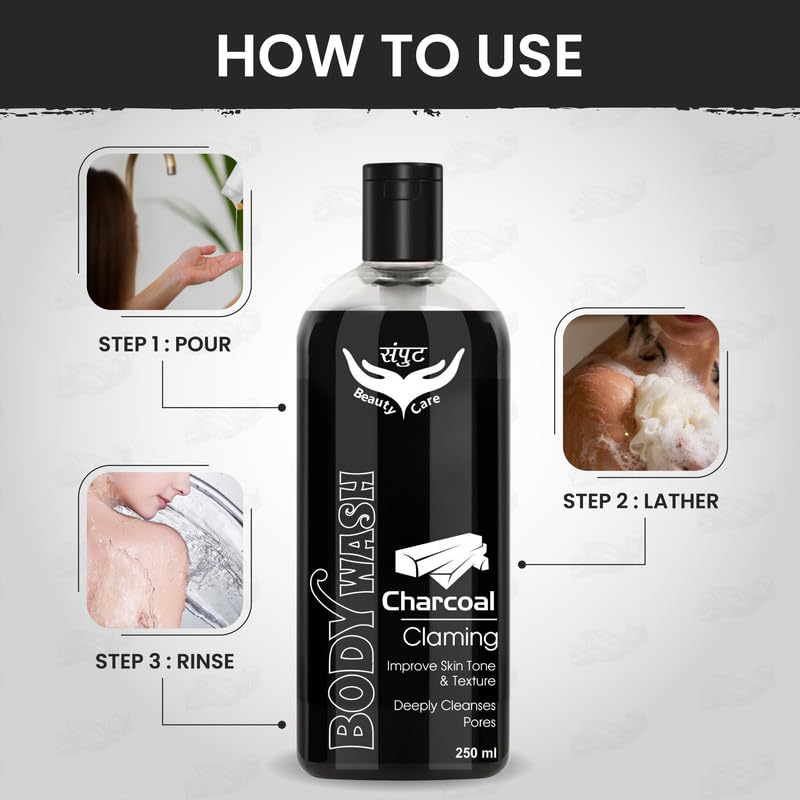 Charcoal Clarifying Body Wash for Acne & Oily Skin - Deep Cleansing Pore Treatment to Improve Skin Tone & Texture | Detoxifying Shower Gel for Men & Women - Perfect for Post-Workout & Daily Skincare Routine