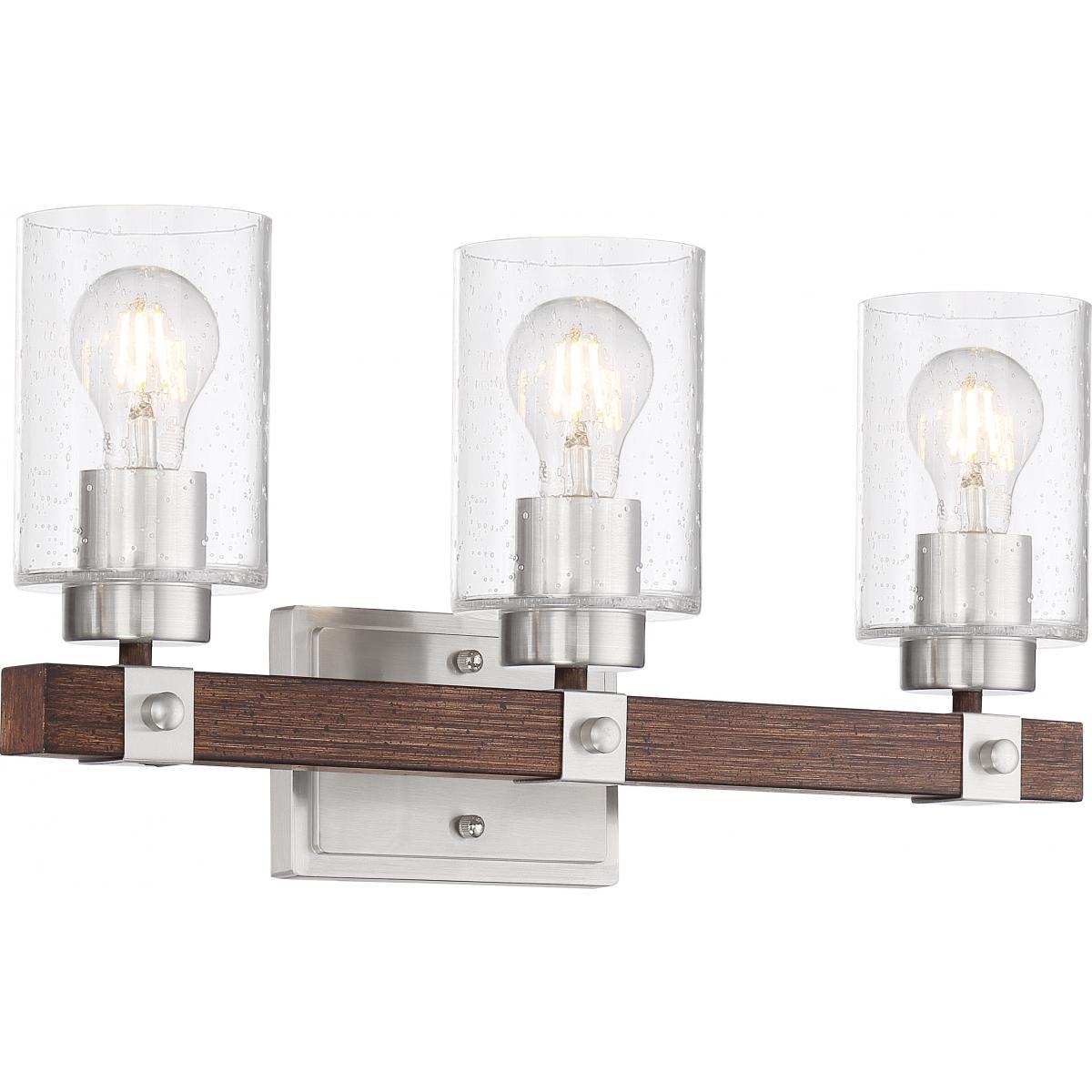 Arabel 20-Inch 3-Light Bathroom Vanity Light Fixture - Brushed Nickel Finish for Modern Bathroom & Powder Room Lighting