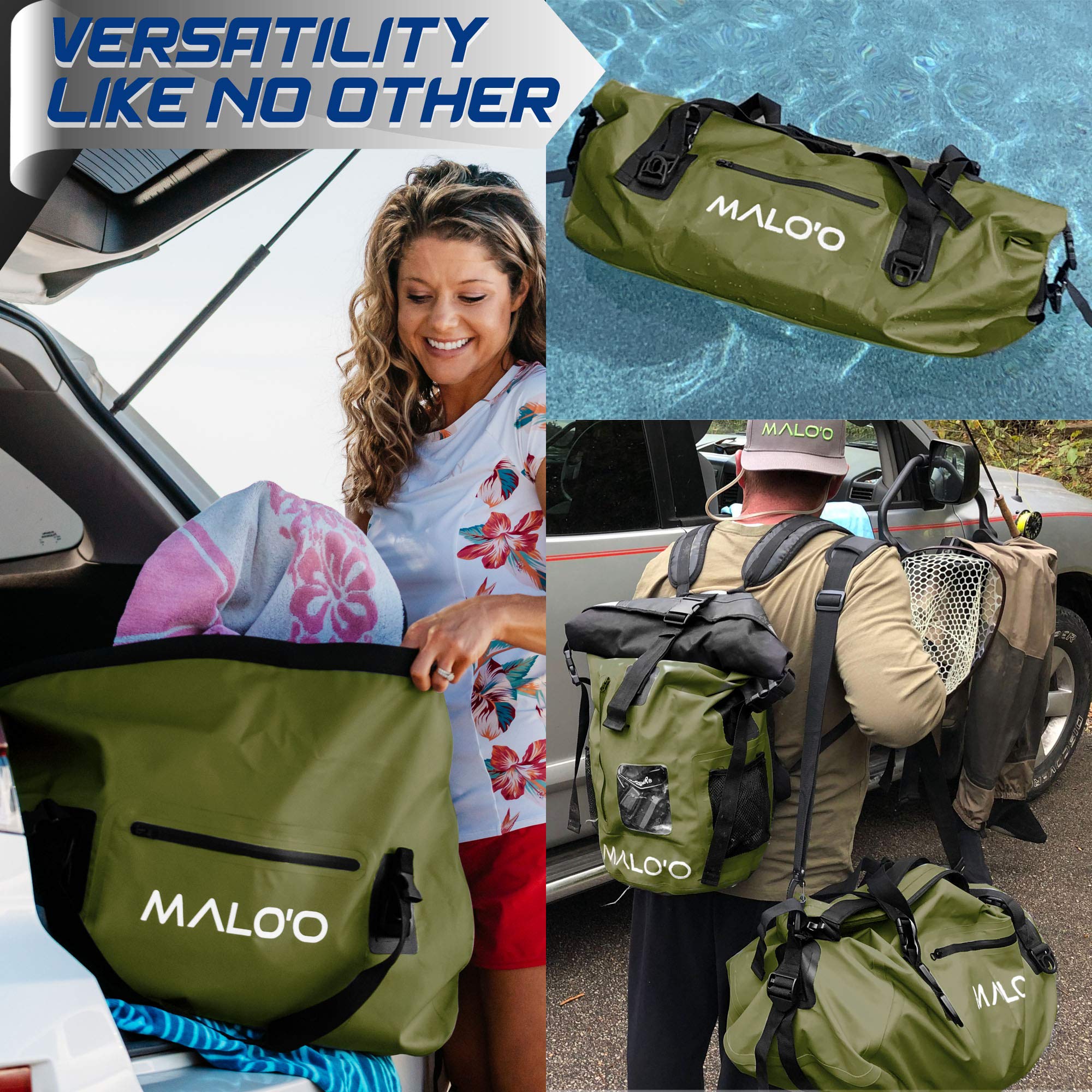 Waterproof Dry Bag Duffel 40L/60L/100L - Roll Top Design for Kayaking, Rafting, Boating, Swimming | Heavy Duty Waterproof Gear Bag with Internal/External Pockets & MOLLE Loops | Perfect for Camping, Hiking, Beach Trips & Fishing Adventures