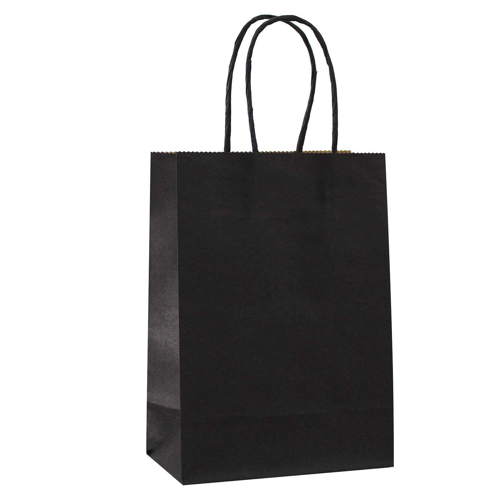 25 Pack Black Kraft Paper Gift Bags with Handles - 8.2x6x3.1 Inches Small Party Favor Bags for Weddings, Baby Showers & Birthday Celebrations - Eco-Friendly Favor Packaging for Candies, Cookies & Small Gifts