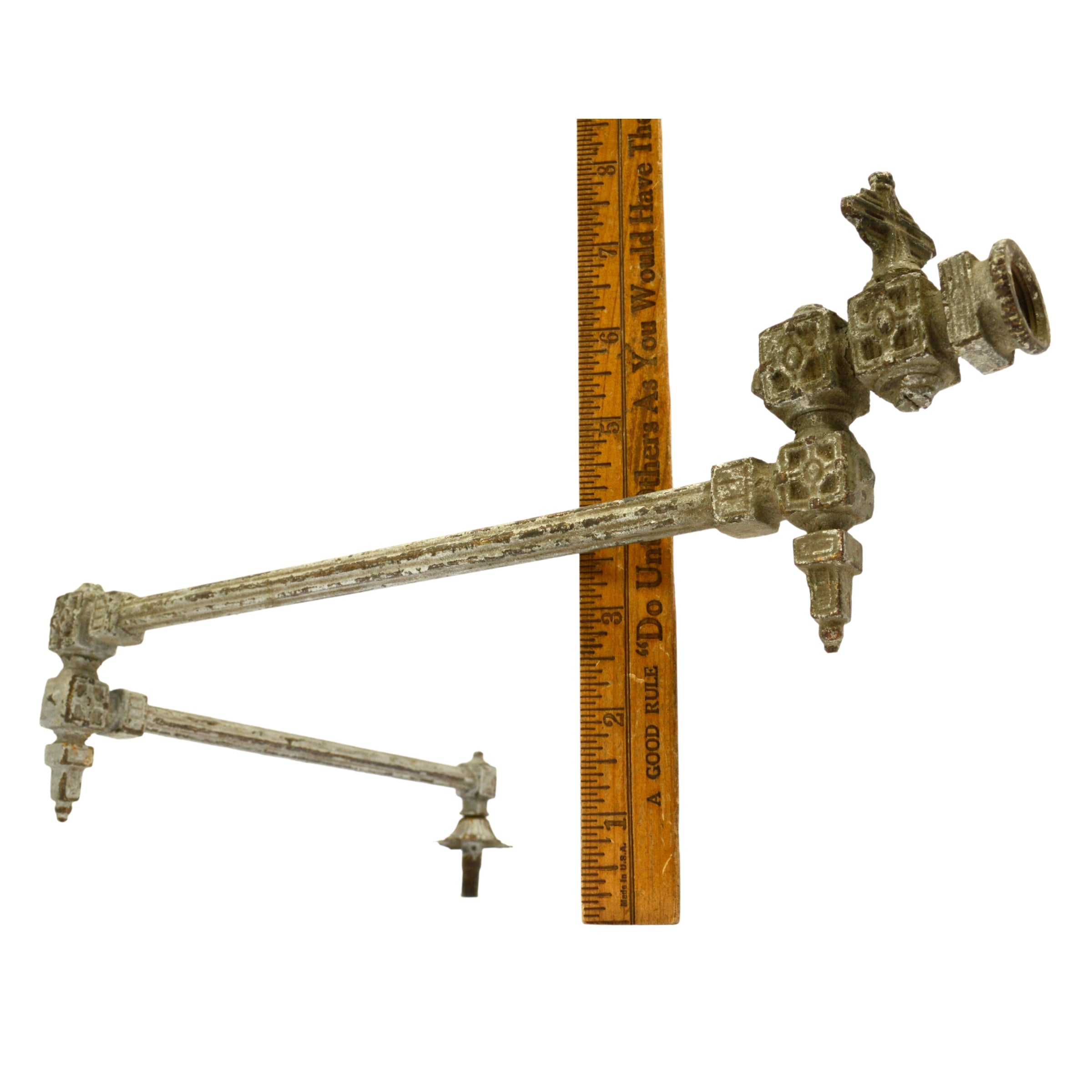 Vintage Ornate Brass Pot Filler Faucet - Double Arm Articulated Kitchen Sink Faucet - Antique Salvaged Hardware - Perfect for Farmhouse & Victorian Style Kitchens