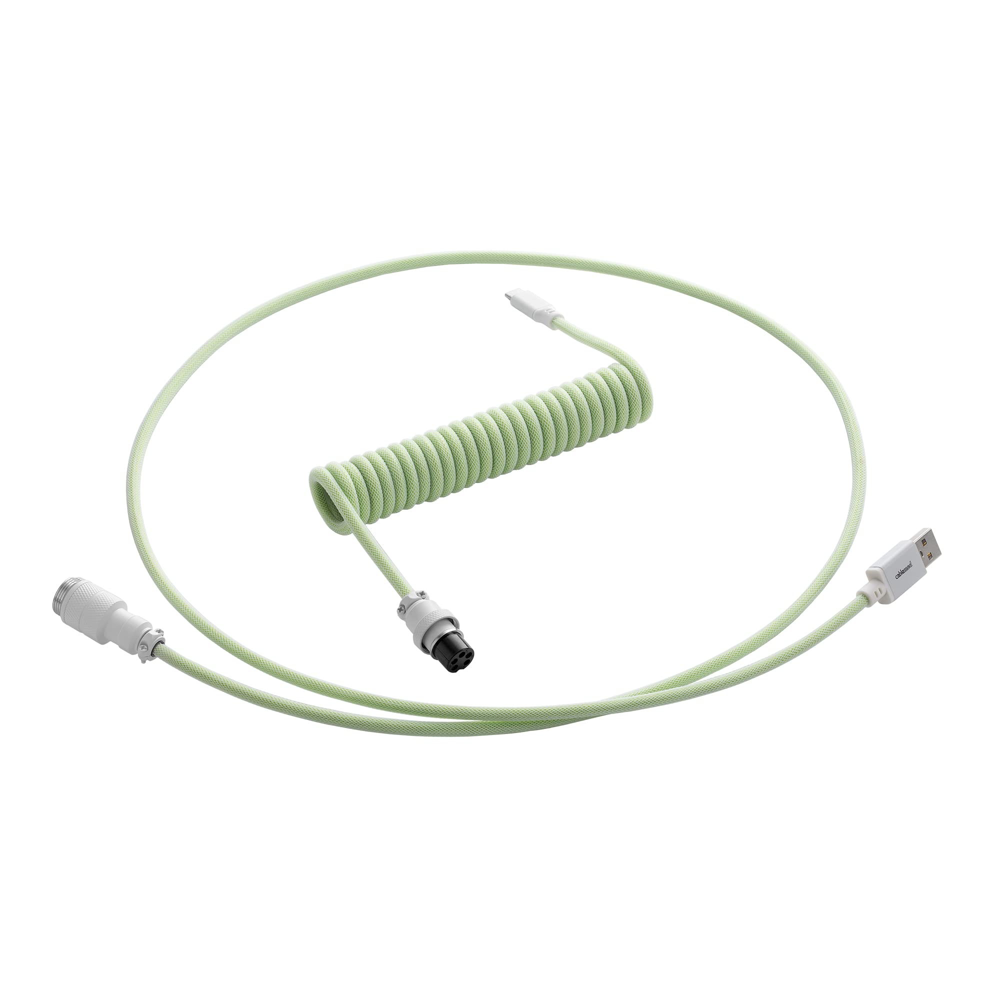 Premium Coiled USB A to USB C Keyboard Cable - 150cm Lime Sorbet Braided Cord for Mechanical Keyboards (Gaming, Office, Typing Setup)