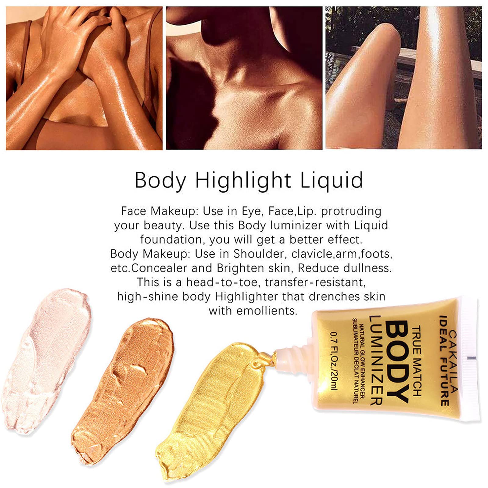 Best Liquid Highlighter for Face & Body - Smooth Shimmer Glow Makeup Foundation | Natural Dewy Look for Parties, Photos & Everyday Wear
