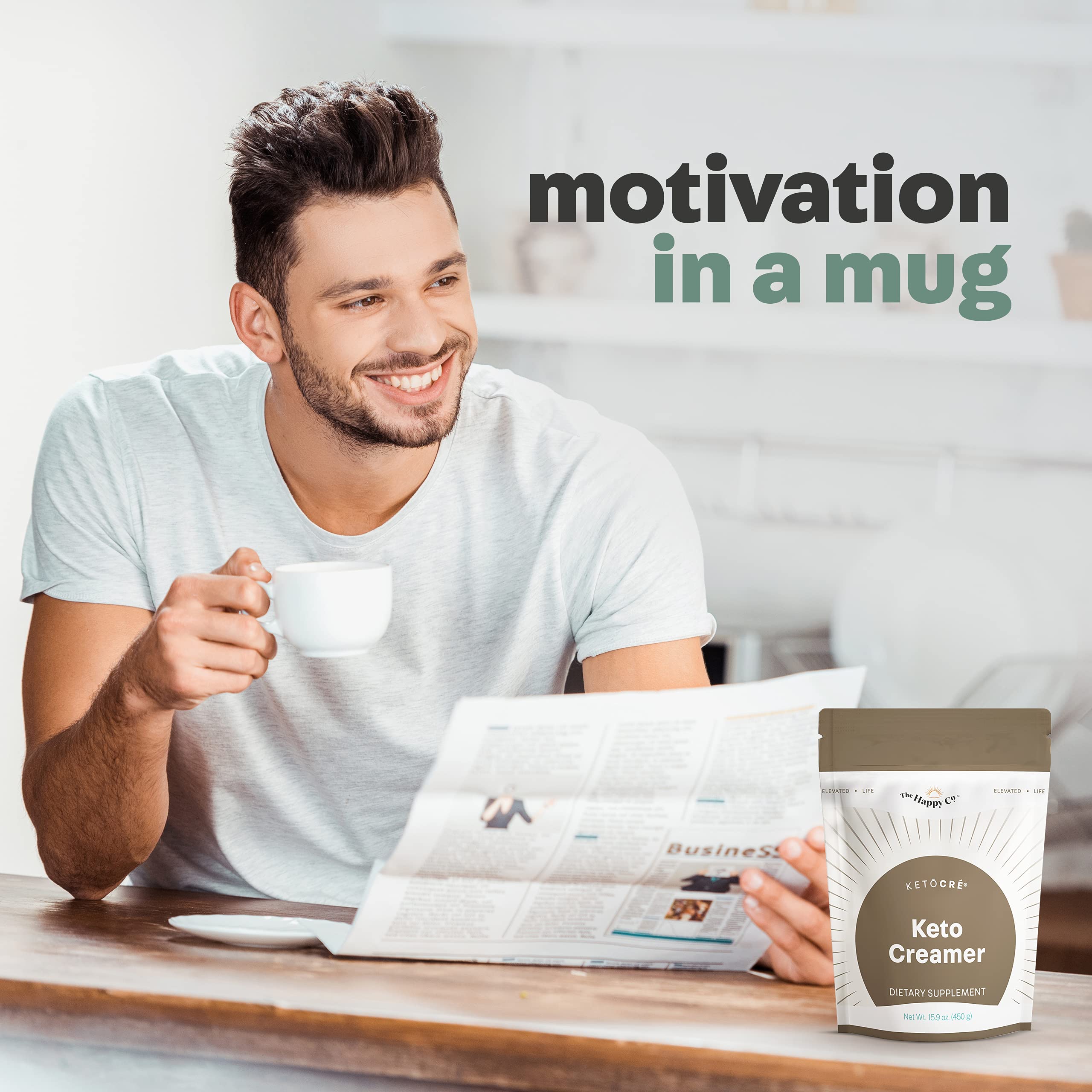 Happy Co. KetoCré Vegan Coffee Creamer - 30 Servings, Gluten Free, Dairy Free, MCT Oil & Grass Fed Butter, Energy Boosting Protein Powder for Coffee - Perfect for Keto Diet, Intermittent Fasting & Low-Carb Lifestyles