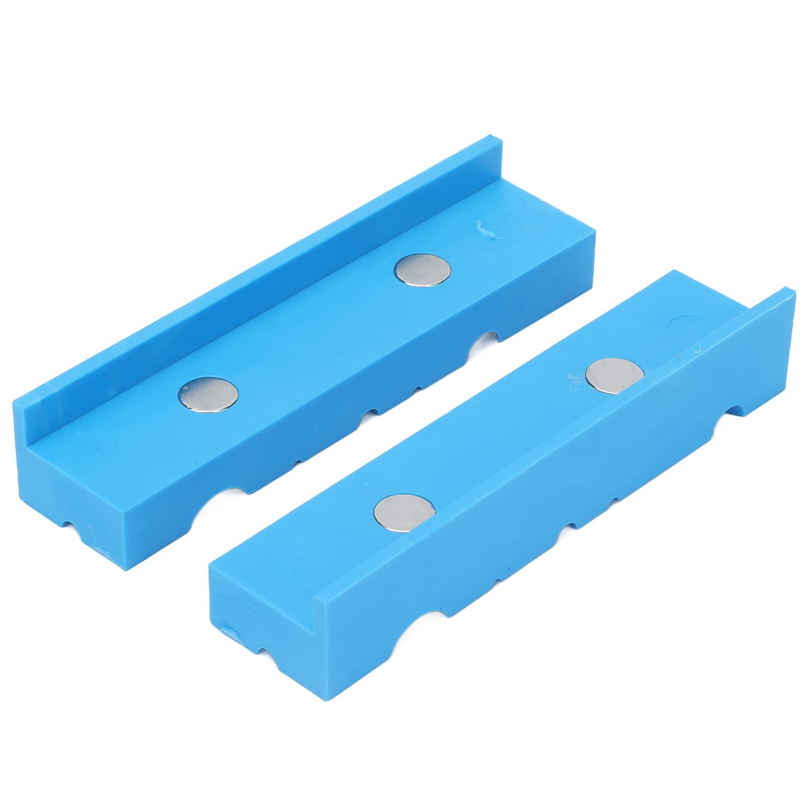 2 Pack Magnetic Vise Jaw Covers - 5.5 Inch ABS Protective Grooved Pads for Drill Press Vise, Clamp Jig & Grinding Tong - Perfect for Metalworking, Woodworking & DIY Projects