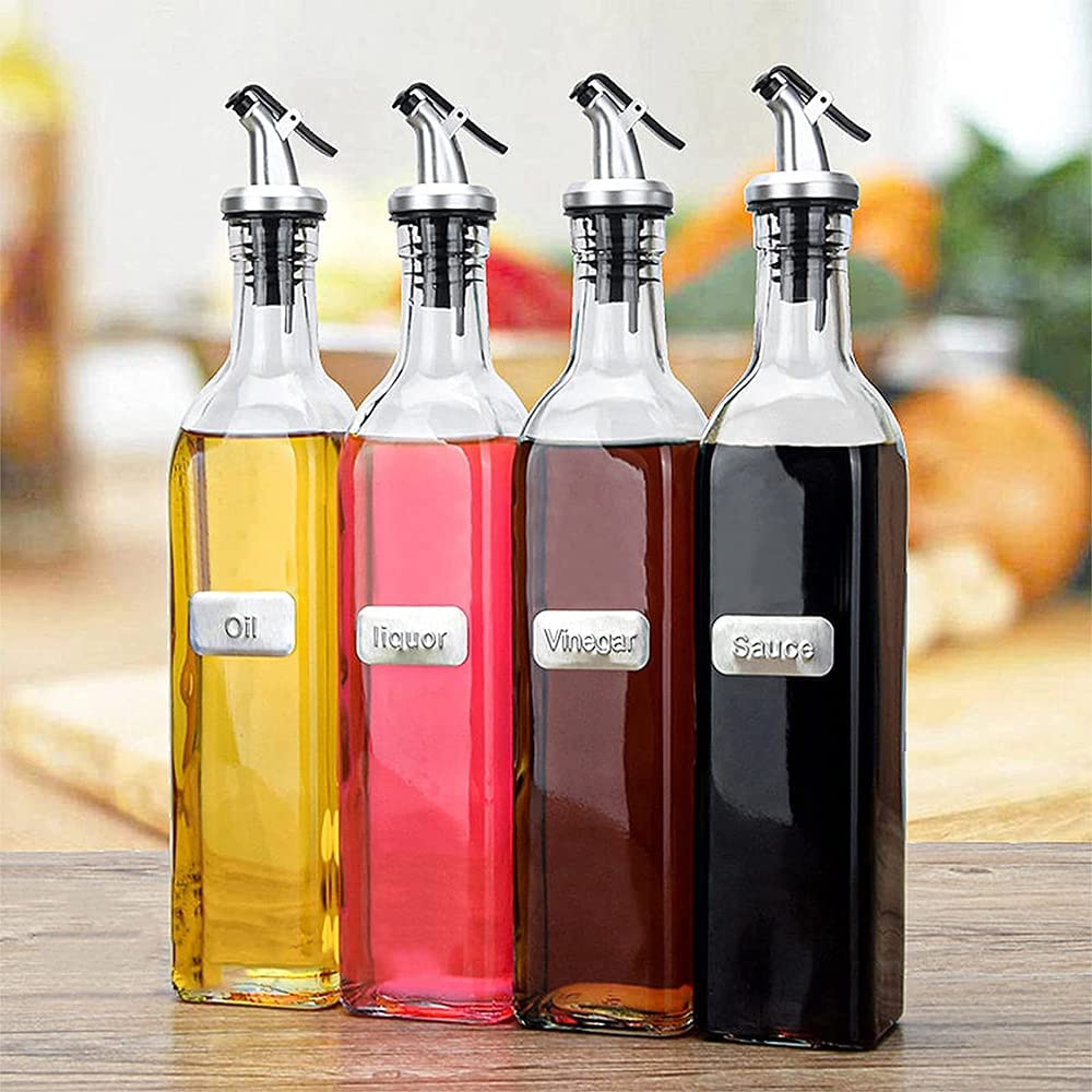 5 Pack Oil Spouts - Leakproof Olive Oil & Vinegar Dispenser with Tube Brush - Perfect for Salad Dressing, Cooking, BBQ & Kitchen Use