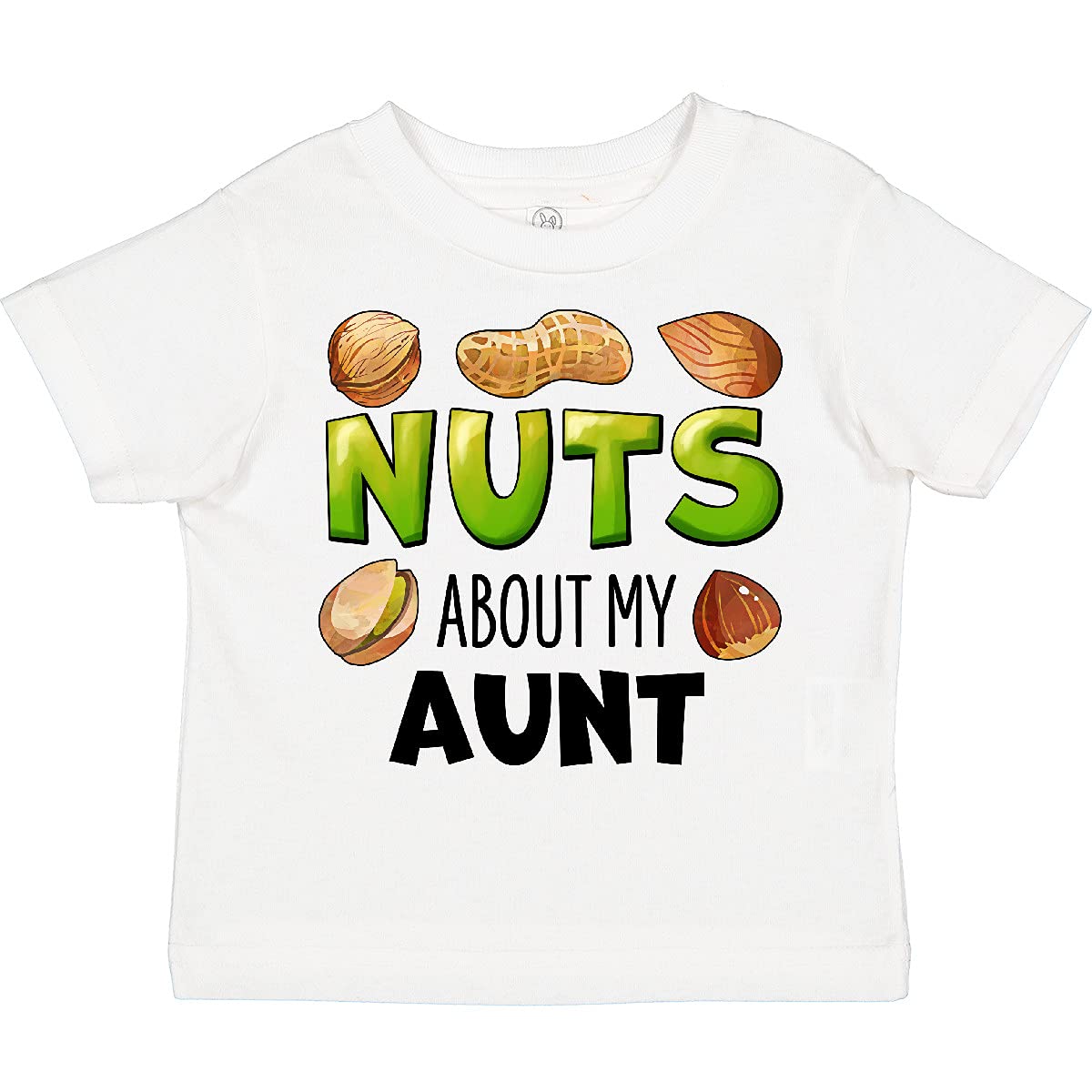 Inktastic Nuts About My Aunt Peanut Almond Pistachio Toddler T-Shirt - Cute Funny Auntie Gift for Toddlers - Perfect for Family Reunions & Birthday Parties