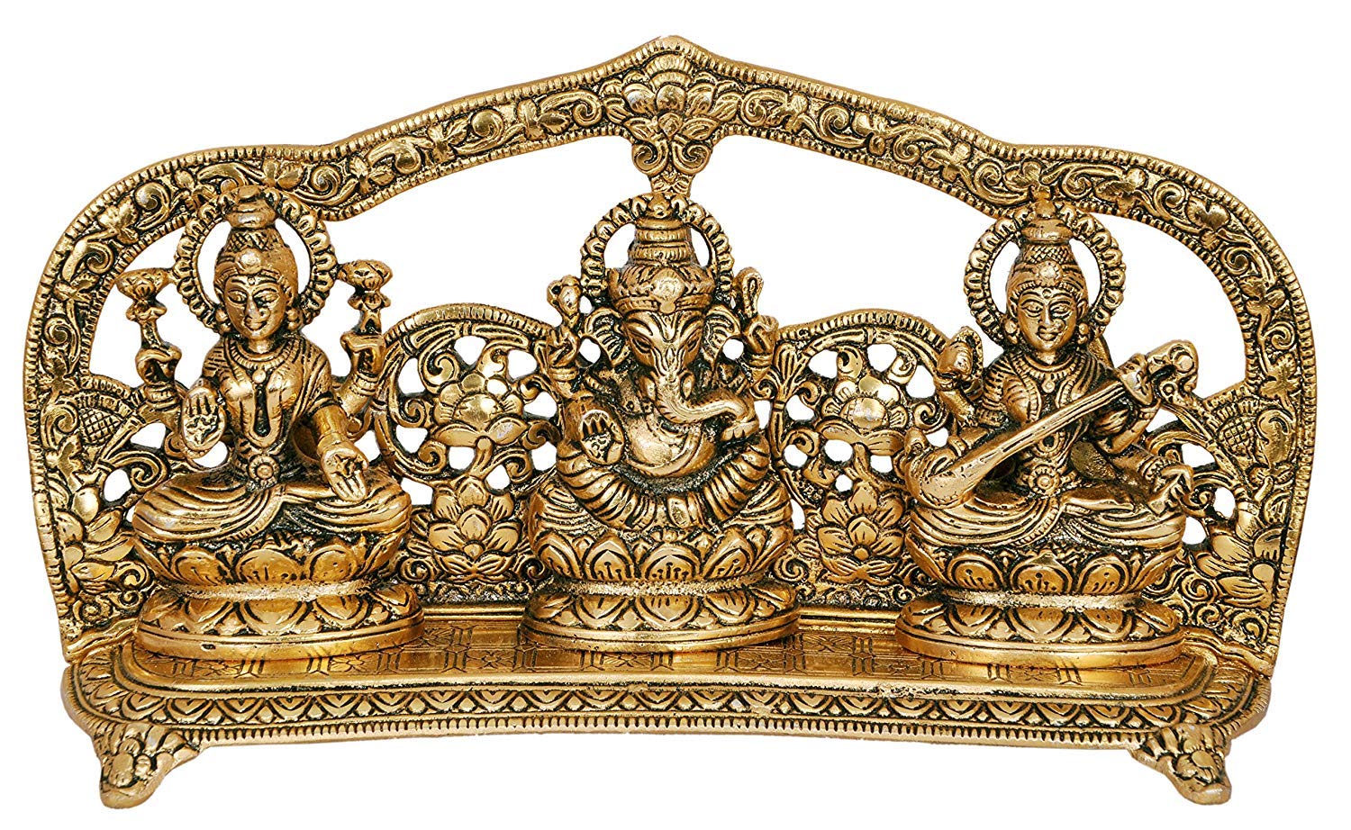 Laxmi Ganesh Saraswati Idol Showpiece - Divine Hindu Statue for Housewarming Gifts, Home Decor & Spiritual Altar - Perfect for Puja Room, Office Desk & Meditation Space