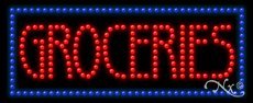USA-Made Groceries LED Sign 11x27in for Store Display