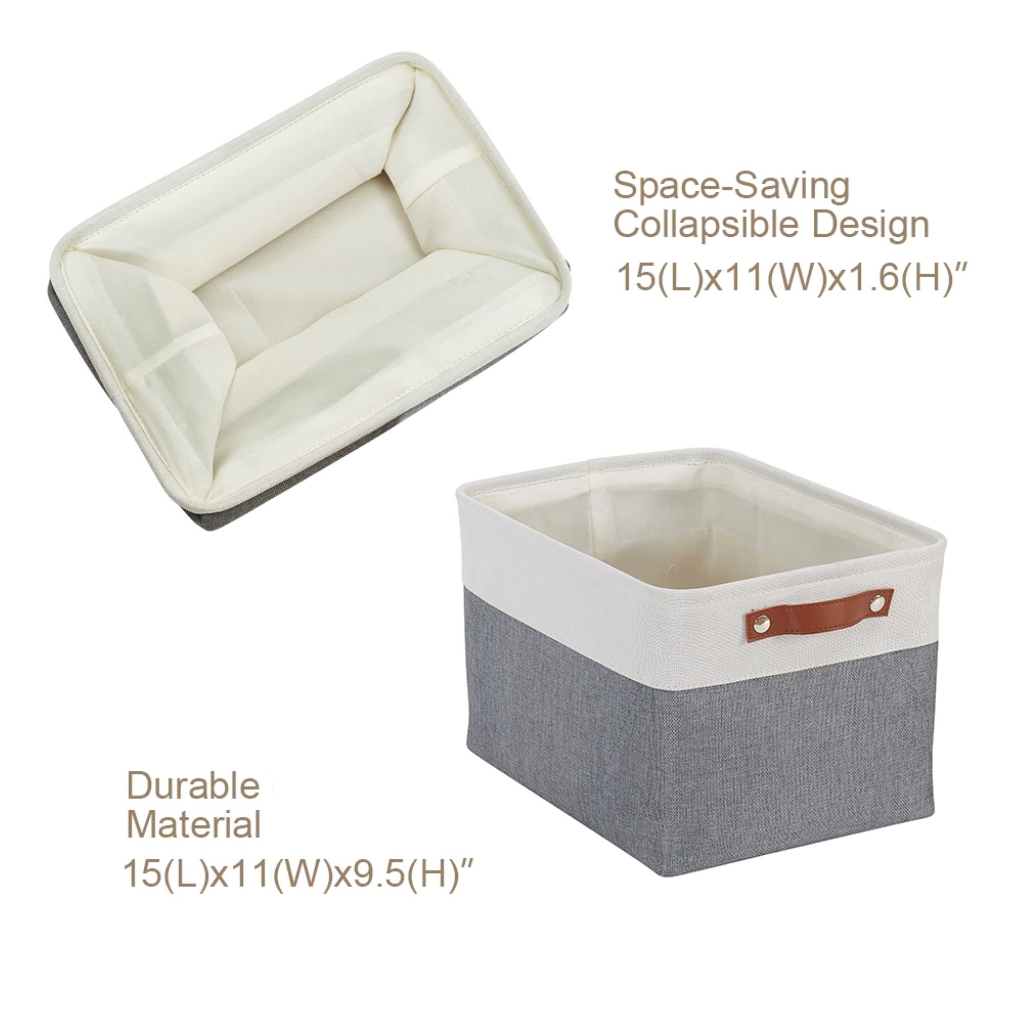 DECOMOMO Fabric Storage Bins - Large 4-Pack Closet Organizer Baskets for Shelves, Toys, Nursery & Linen Organization (Slate Grey & White) - Perfect for Home, Office & Kids Room Storage Solutions