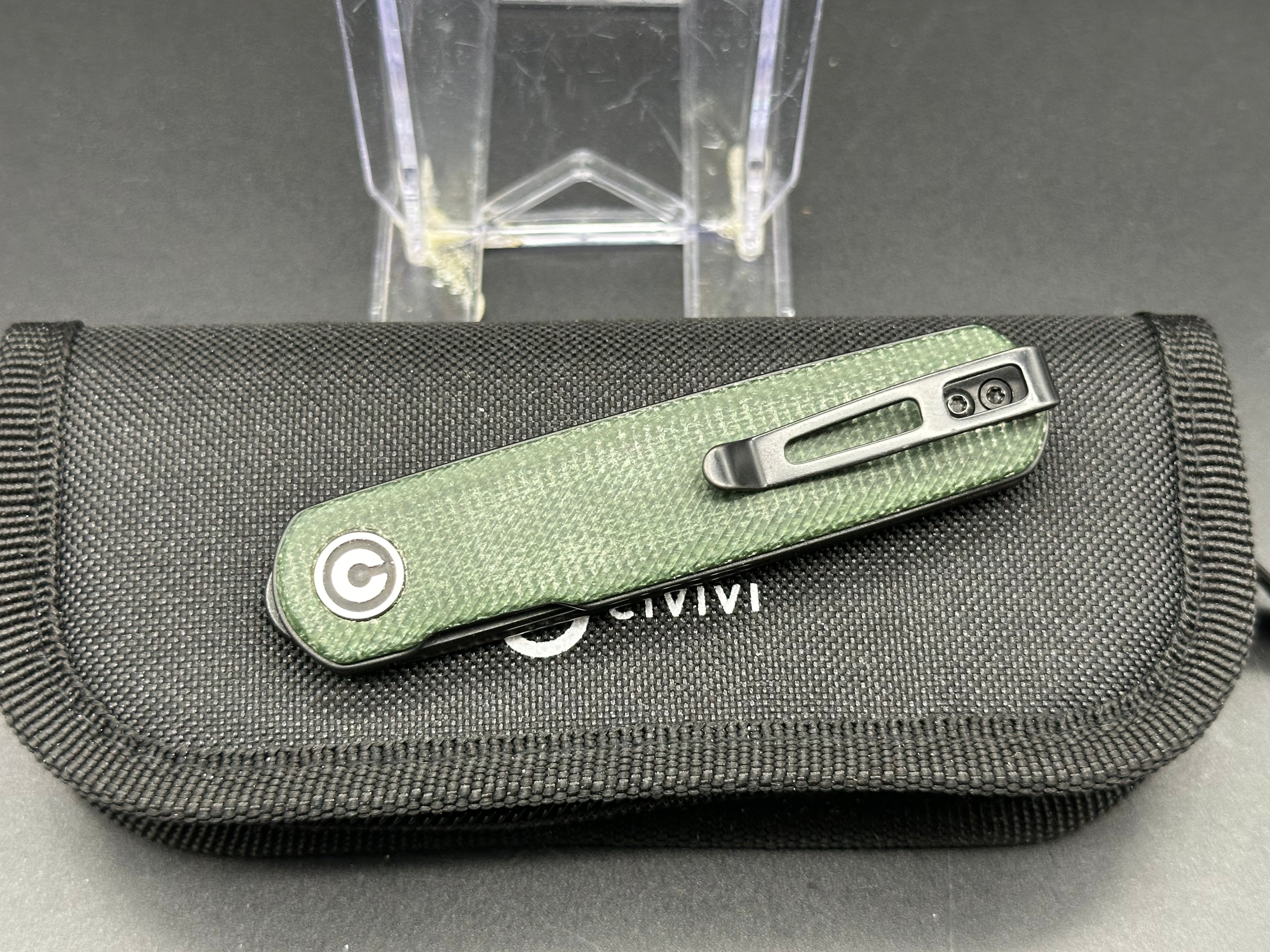 CIVIVI Lumi Top Flipper Pocket Knife - Dark Green Micarta Handle, 2.56