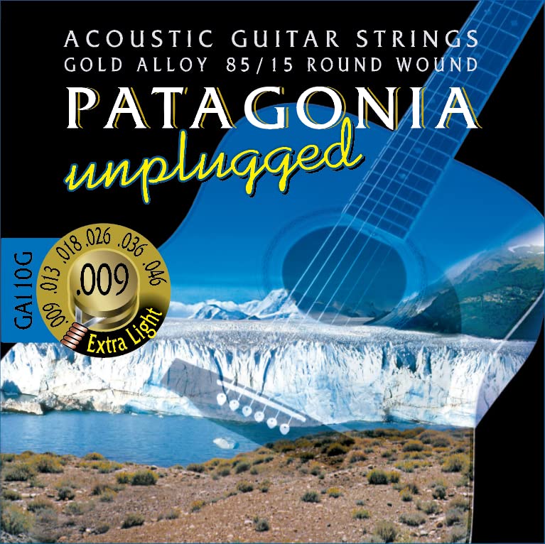Patagonia Acoustic Guitar Strings Extra Light Gauge 85/15 Bronze Set (.009-.046) - GA110G - Perfect for Beginners & Fingerstyle Players