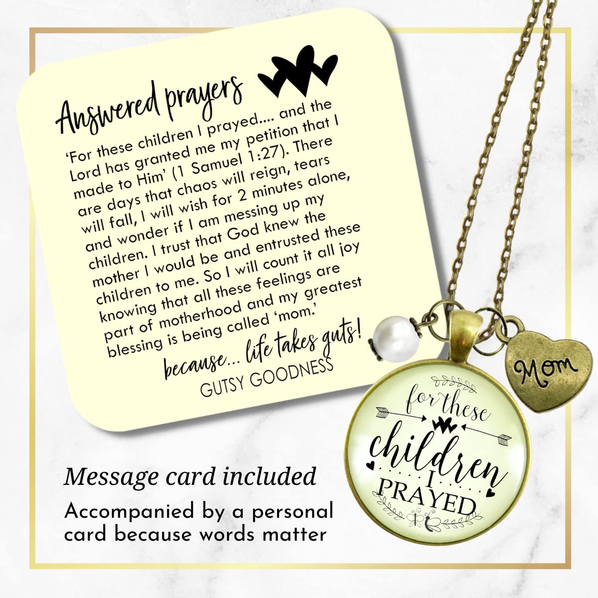 Faith-Inspired Mother Necklace - 'For These Children I Prayed' Mom Gift, Sterling Silver Pendant for Christian Women, Perfect for Mother's Day, Baptism & Daily Wear
