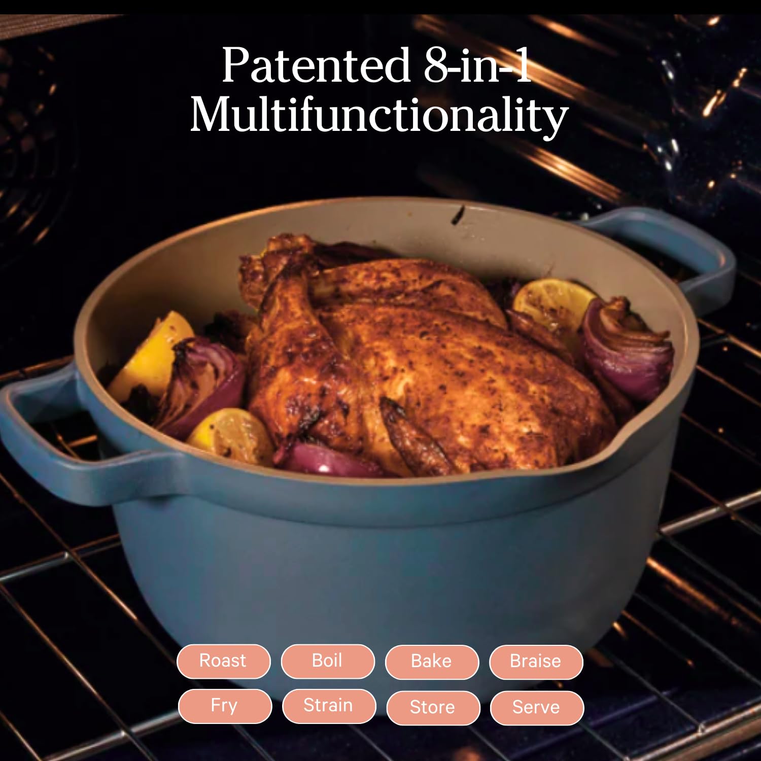 Our Place Perfect Pot - 5.5 Qt. Nonstick Ceramic Saucepan with Lid | PTFE & PFOA-Free, Non-Toxic Cookware for Stovetop & Oven | Steam, Bake, Braise, Roast | Easy to Clean & Durable | Blue Salt | Ideal for Soups, Stews & One-Pot Meals