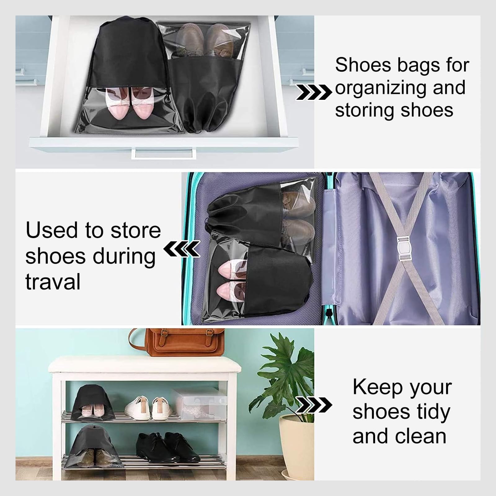 8 Pack Clear Shoe Storage Bags - 15.7
