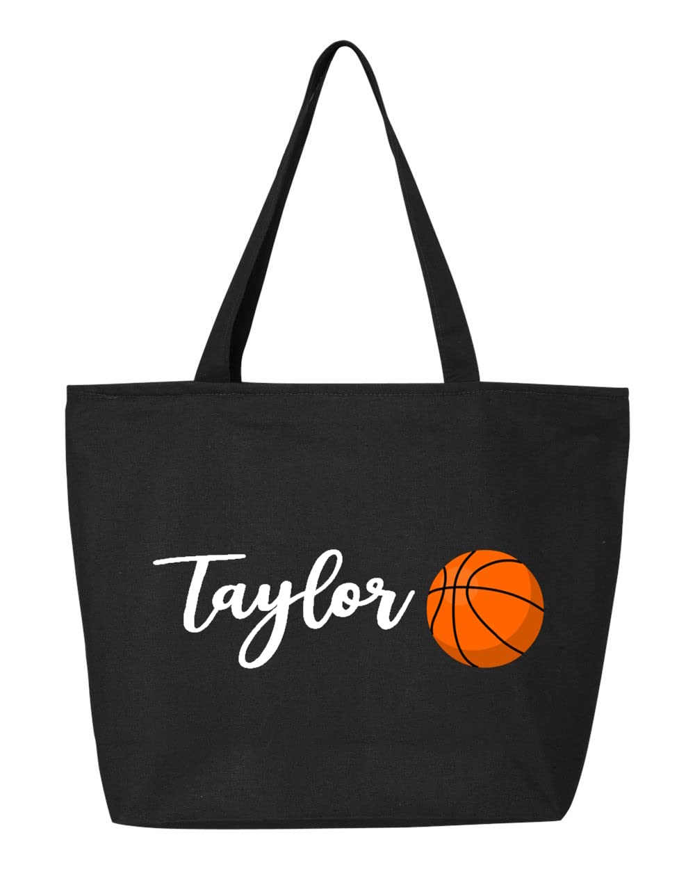 Personalized Basketball Zippered Canvas Tote Bag - 20