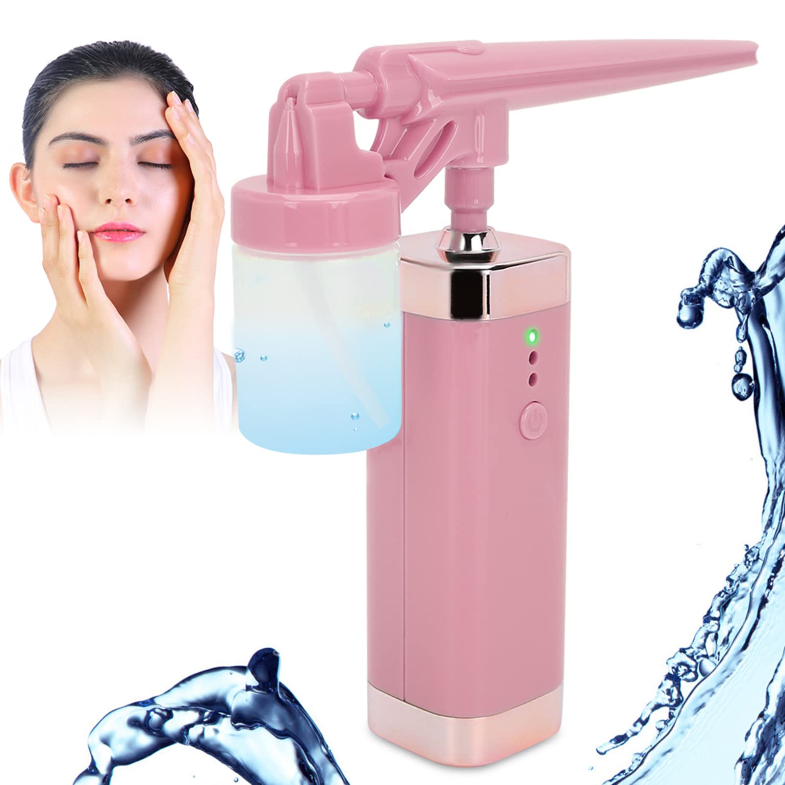 Portable High Pressure Oxygen Facial Machine - 50ML Handheld Oxygen Injection Airbrush for Skin Hydration & Rejuvenation | Nano Moisturizing Spray Device (Pink) | Perfect for Home Spa, Salon Treatments & Skincare Routines