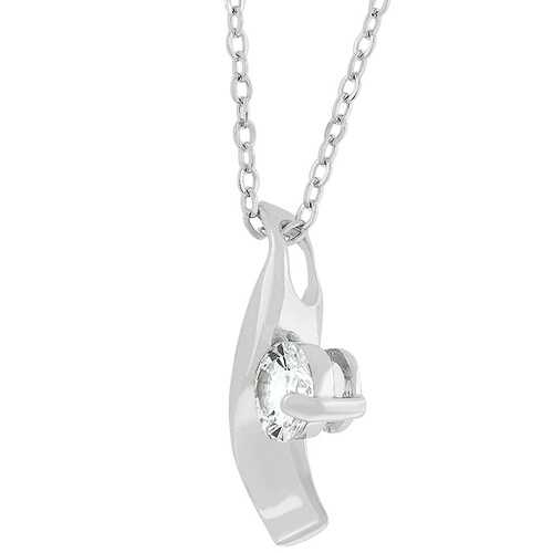 Elegant Cubic Zirconia Twist Pendant Necklace - Dainty Silver Jewelry for Women - Perfect for Date Night & Special Occasions