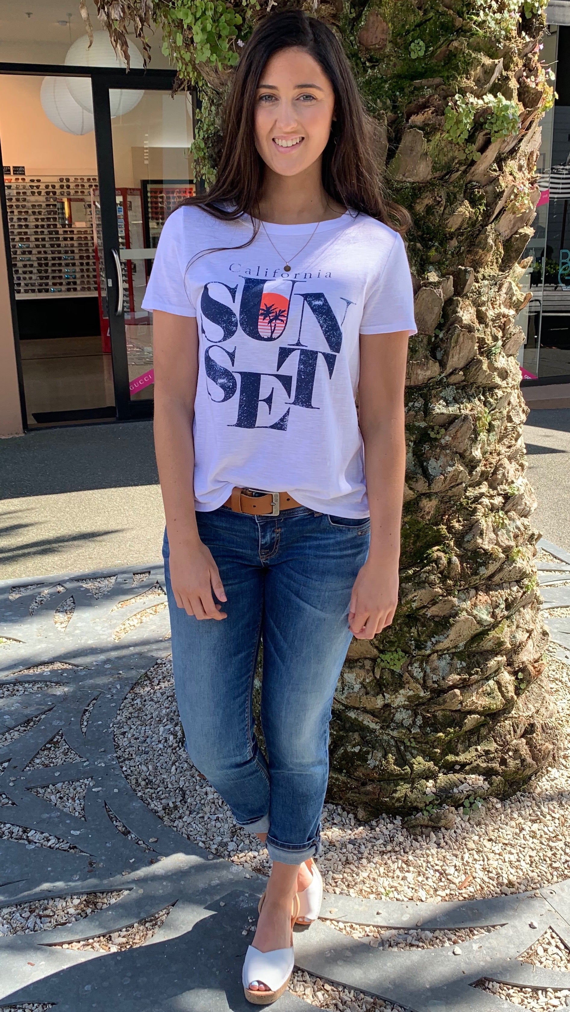 Sunset Graphic T-Shirt for Men & Women - Soft Cotton White Tee - Casual Wear for Beach, Travel & Everyday Outfits