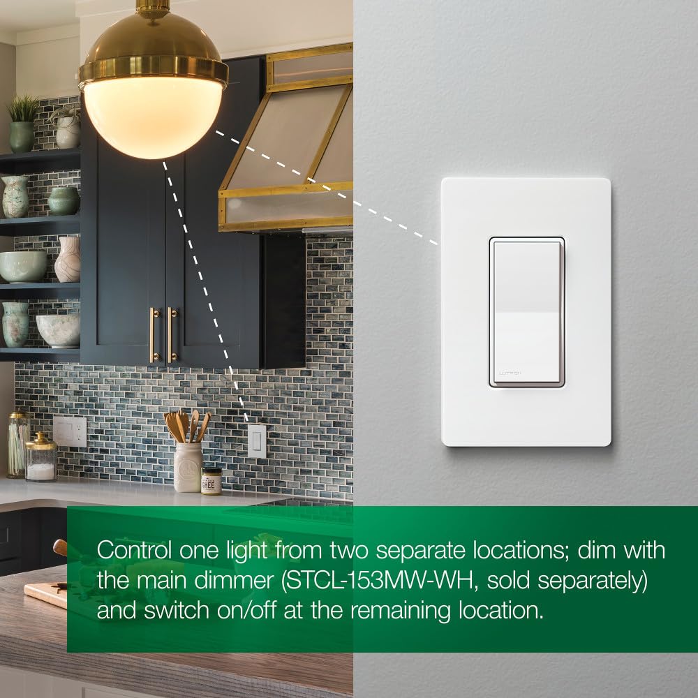 Lutron Sunnata Touch Dimmer Switch with Wall Plate - LED+ Advanced Technology for LED & Incandescent Lights - 3-Way/Multi-Location Control - STCL-153MW-WH White - Perfect for Living Rooms, Bedrooms & Smart Home Lighting Systems