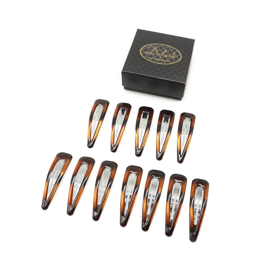 Dofash 12PCS Metal Tortoise Hair Clips for Women - 7CM/2.76IN Snap Hair Grips, Hair Accessories for Daily Styling, Work & Special Occasions