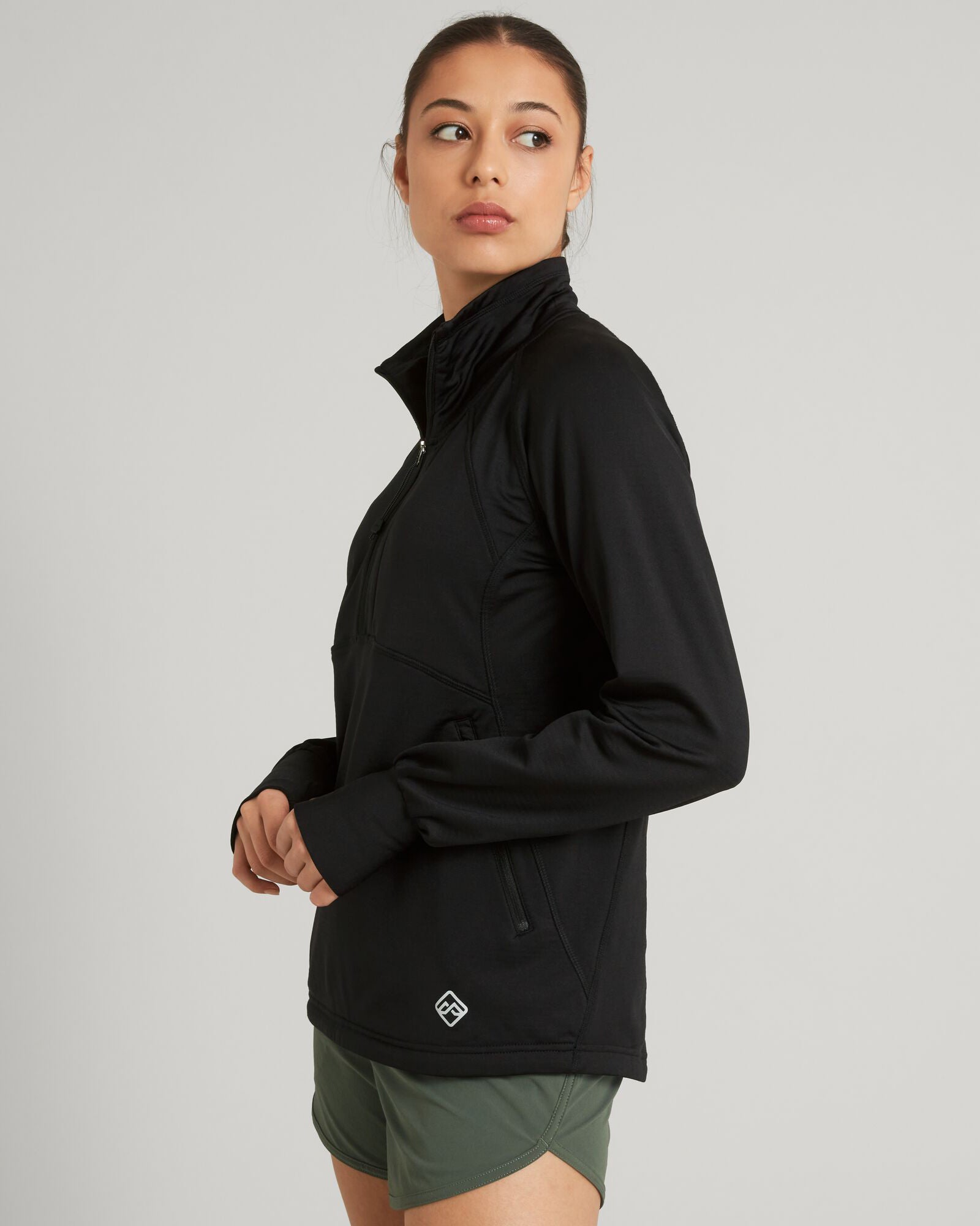 ULT Hike Women's Quarter Zip Pullover Fleece Jacket - Black | Lightweight Hiking & Outdoor Layering for Women
