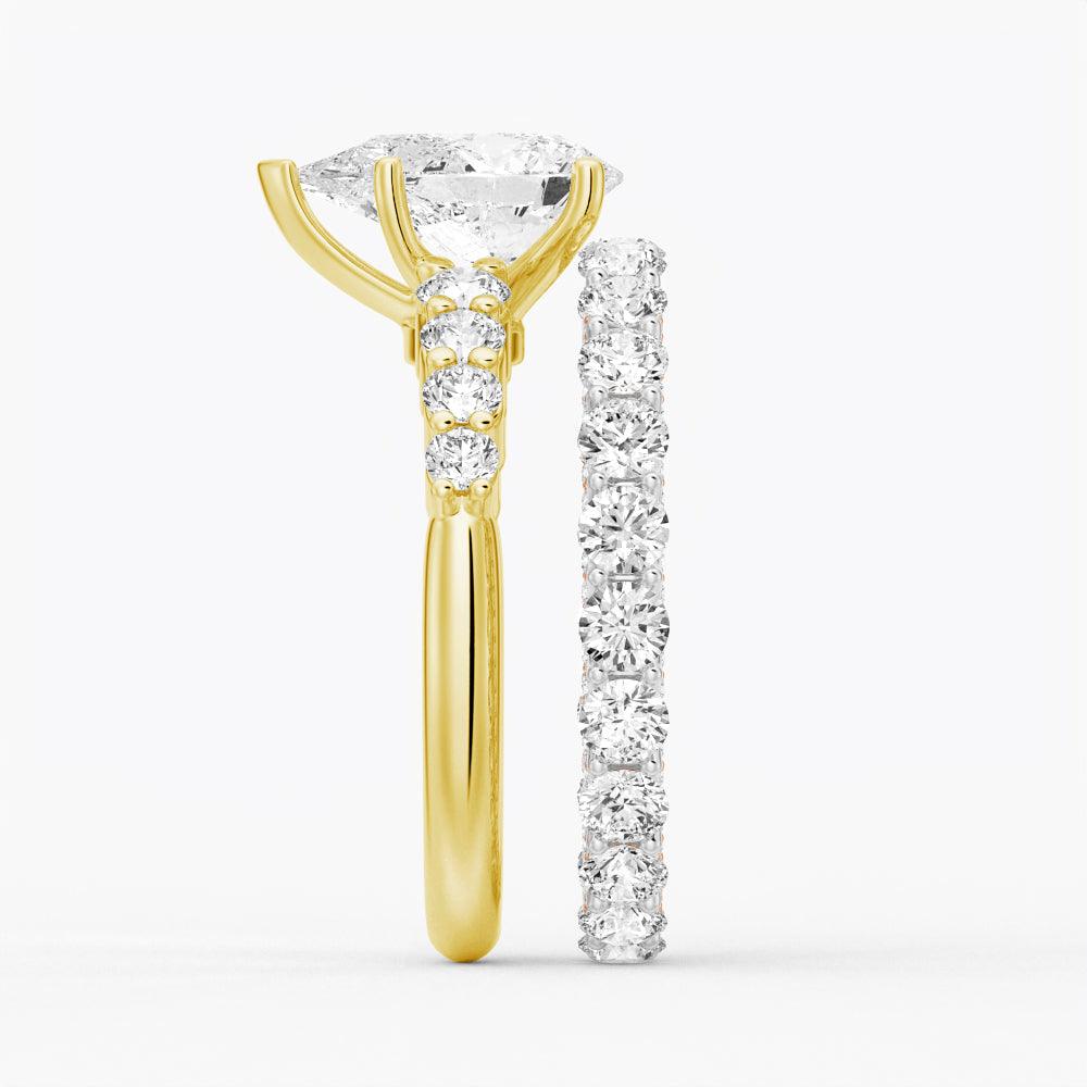 Classic Shared Prong Pear Shaped Moissanite Engagement Ring - Elegant Wedding Jewelry for Proposals & Anniversaries