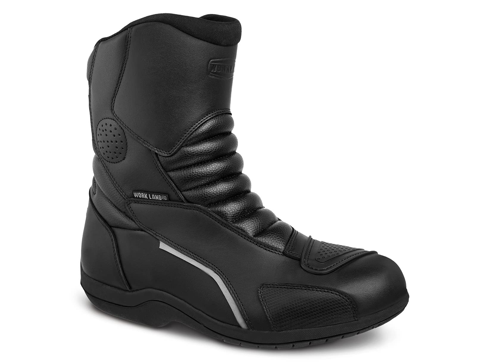 WORKLAND Men's Motorcycle Boots - 80006 Leather Riding Boots with Ankle Protection, Slip-Resistant Rubber Sole & Reflective Safety Design - Perfect for Cruiser, Touring & Adventure Motorcycle Rides