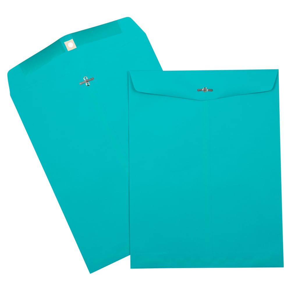 JAM PAPER 10 x 13 Inch Colored Clasp Envelopes - Bulk 500 Pack, Sea Blue Recycled Paper - Perfect for Business Mail, Wedding Invitations & Office Documents