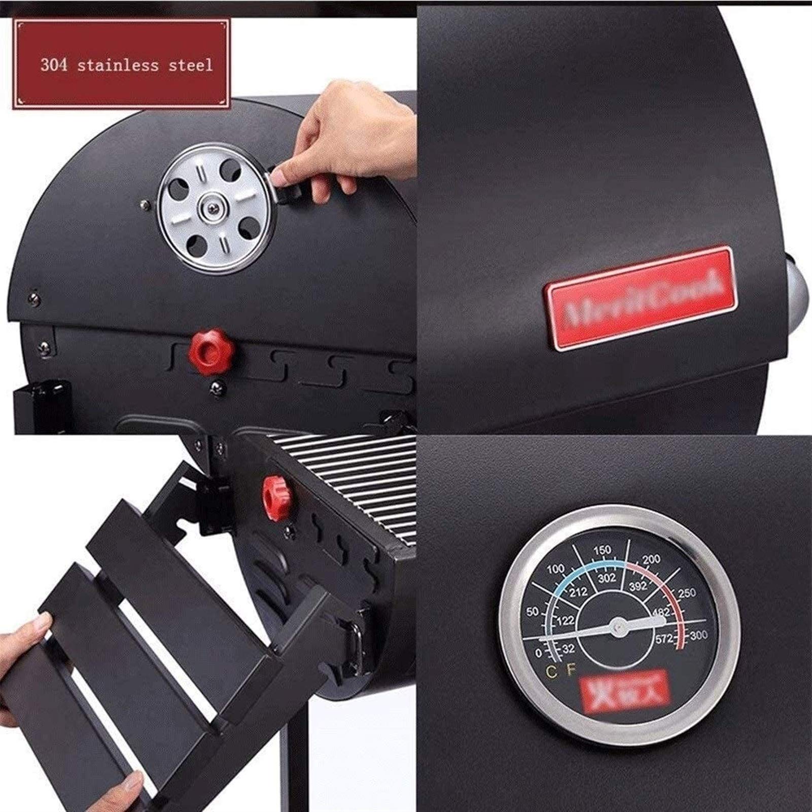 Premium Cast Iron Charcoal Grill - Large Outdoor BBQ Grill for Picnics, Camping, Backyard & Patio | Durable Heavy Duty Charcoal Barbecue Grill Combo for Grilling, Smoking & Roasting | Perfect for Family Gatherings, Tailgating & Outdoor Cooking