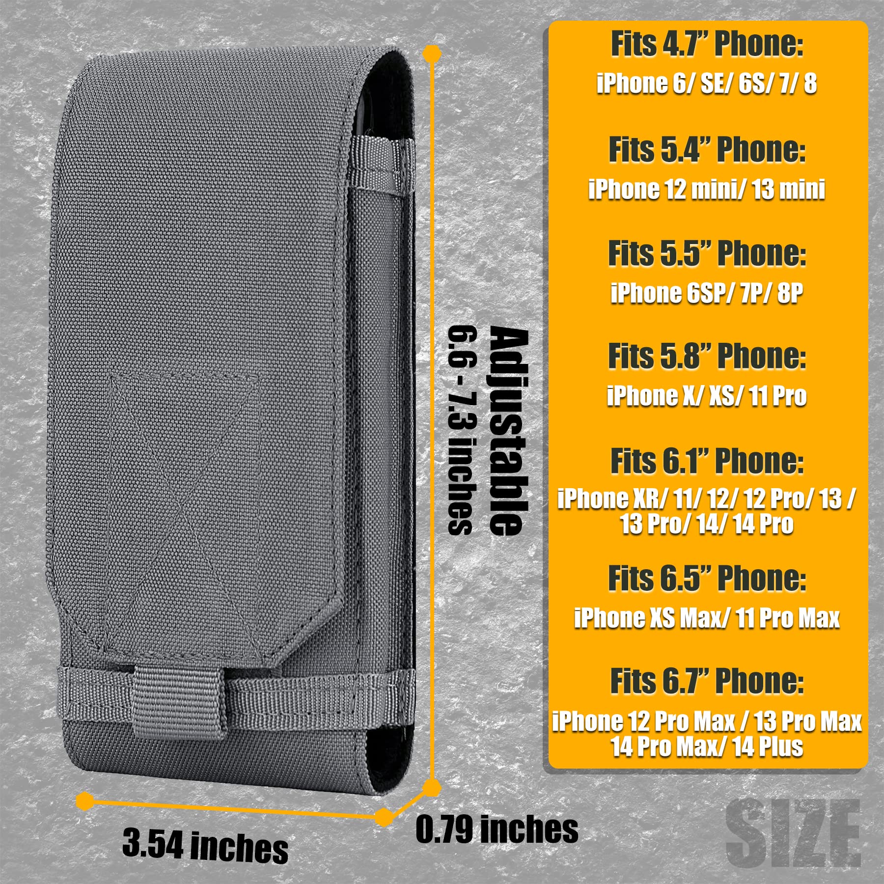 IronSeals Tactical MOLLE Phone Holster Pouch - Universal Waist Belt Bag for iPhone 16 Pro Max/16/15/14/13/12/11, Samsung S24/S23/S22/S21/S20 Plus (Size L) - Perfect for Hiking, Camping & Outdoor Activities