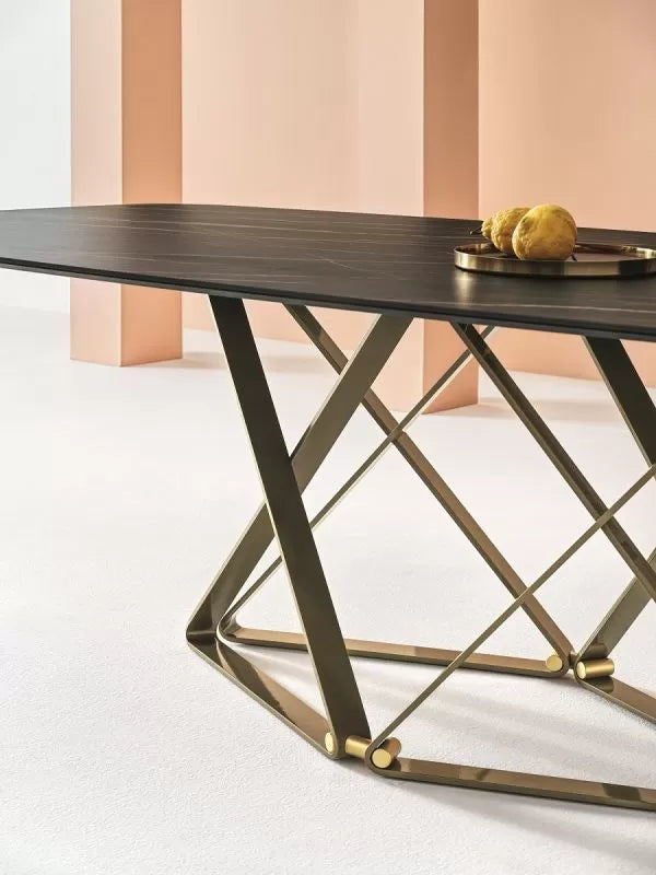 Delta Rectangular Marble Ceramic Coffee Table - Modern Luxury Living Room Centerpiece for Home Decor & Entertaining