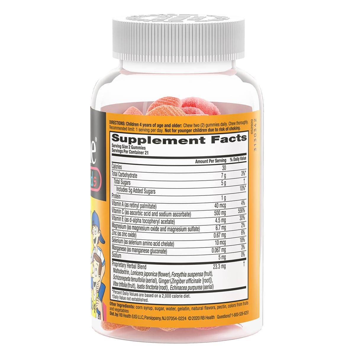 Airborne 500mg Vitamin C + Zinc Immune Support Gummies for Kids - Gluten Free, Antioxidant Rich with Vitamins C & E, Assorted Fruit Flavors (6 Pack, 42 Gummies) | Boosts Immunity During Cold & Flu Season, School & Travel