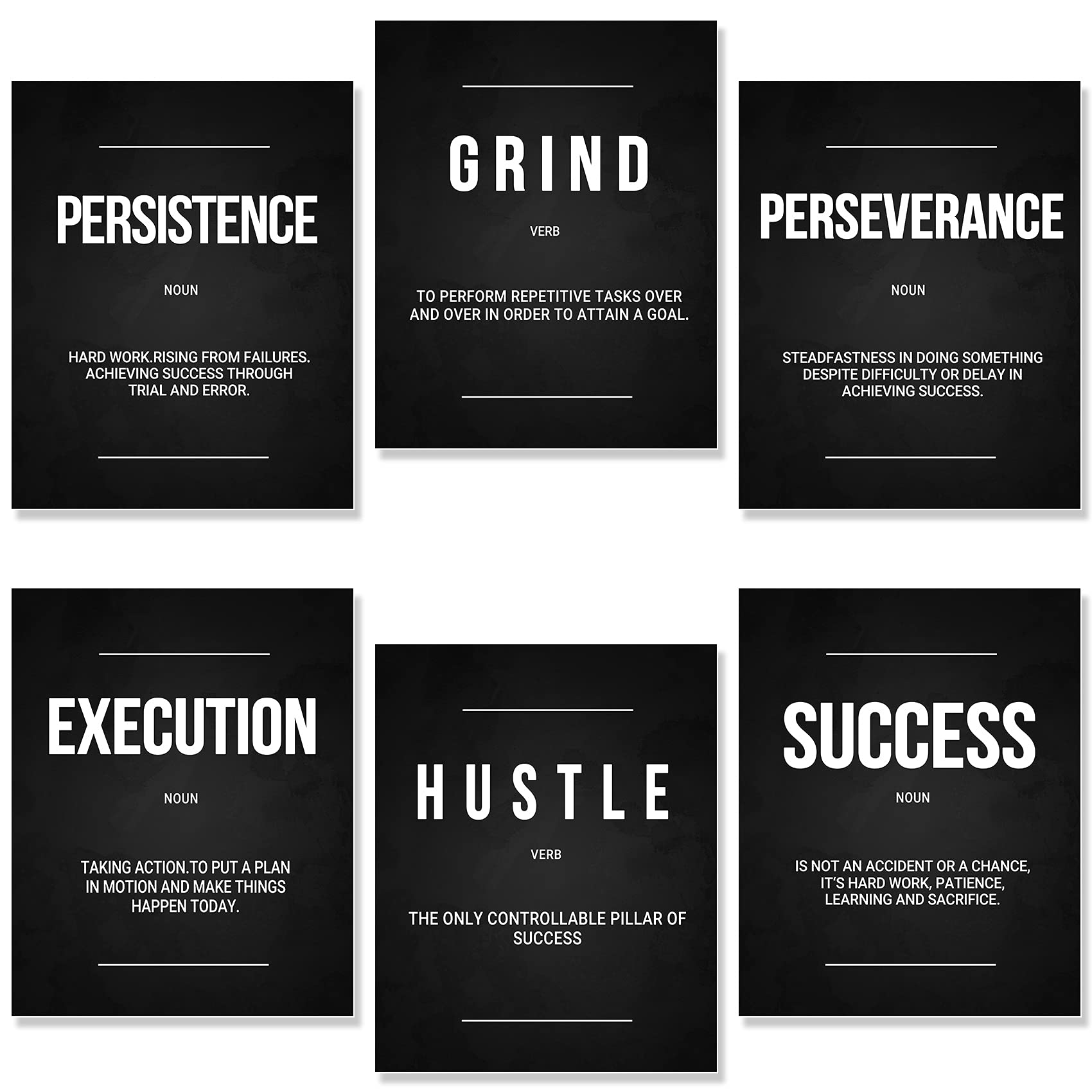 Motivational Wall Art Set of 6 - 8x10 Inch Inspirational Quote Posters for Bedroom, Living Room & Office Decor - Positive Sayings Unframed Prints for Home & Workspace Motivation