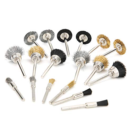 Oumefar 18-Piece Mini Wire Brush Set - Aluminum Wire Wheel Cup Brushes for Polishing, Derusting, Grinding & Paint Removal - Compatible with Electric Grinders & Rotary Tools - Perfect for Metalworking, Wood Restoration & DIY Projects