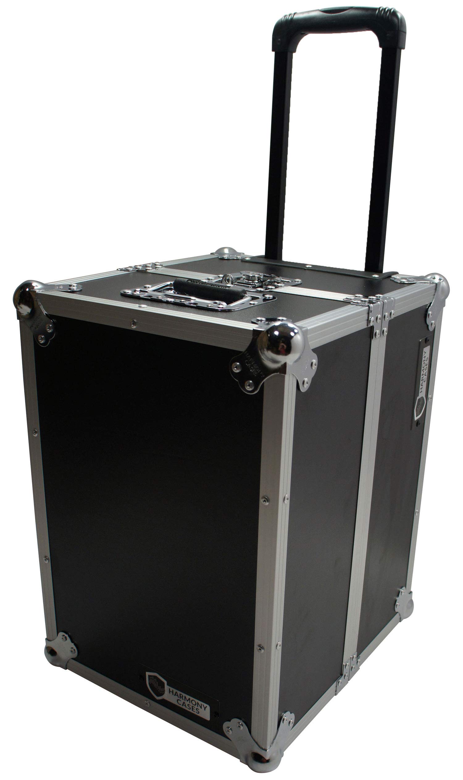 Harmony Audio HCLPHWE Rolling Flight Case with Wheels & Handle - Holds 100 LP Vinyl Records - Perfect for DJs, Music Collectors & Record Store Storage