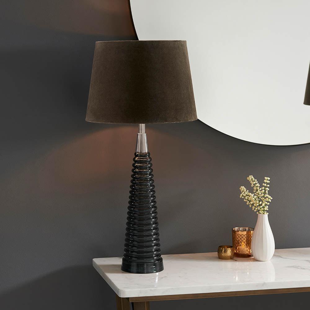 Endon Naia 1 Light Grey Glass Table Lamp - Modern Bedside & Living Room Lighting for Home Decor
