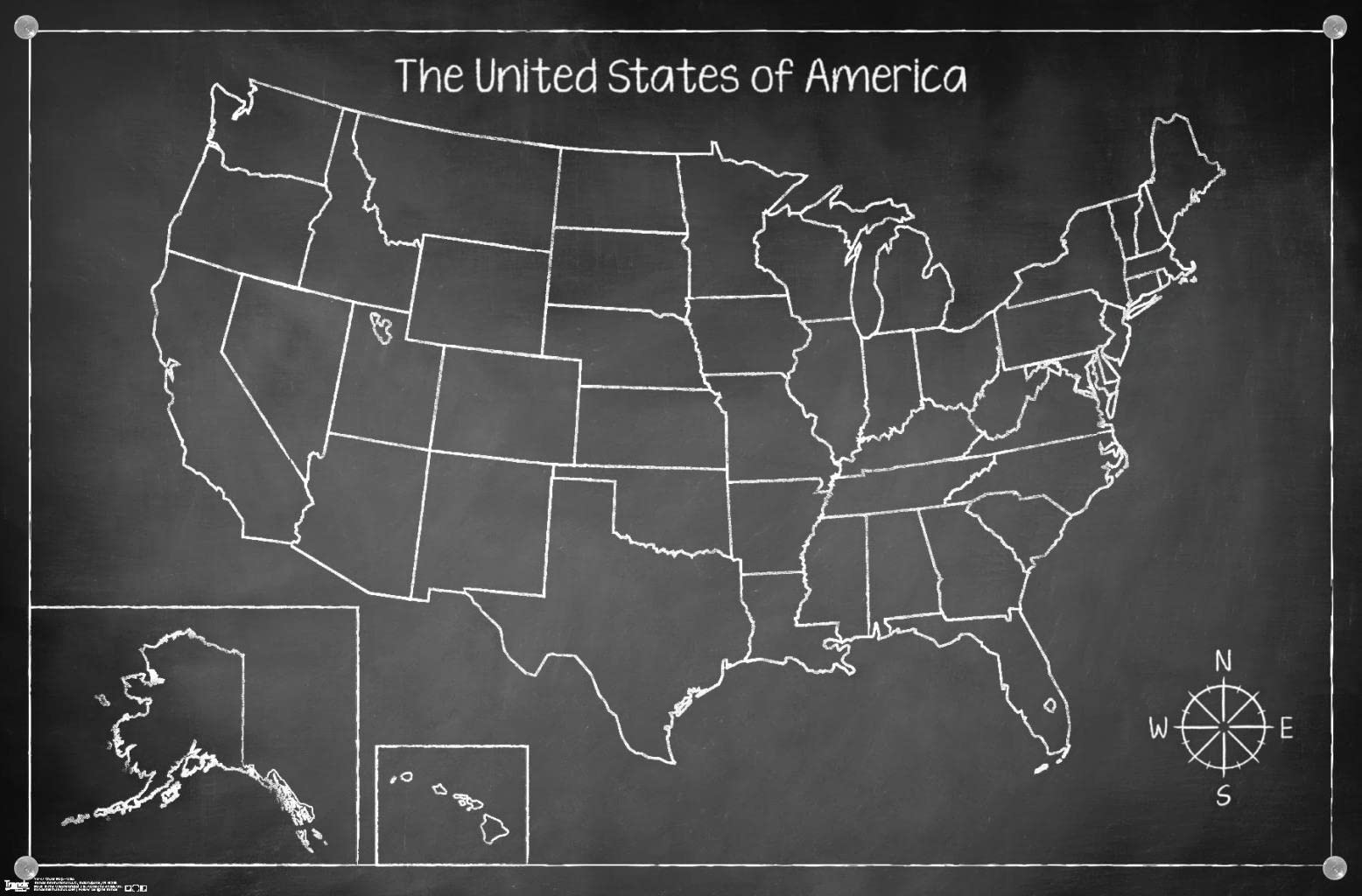 USA Push Pin Travel Map - Large Chalkboard Wall Poster for Home & Office Decor | Perfect for Tracking Adventures & Planning Road Trips
