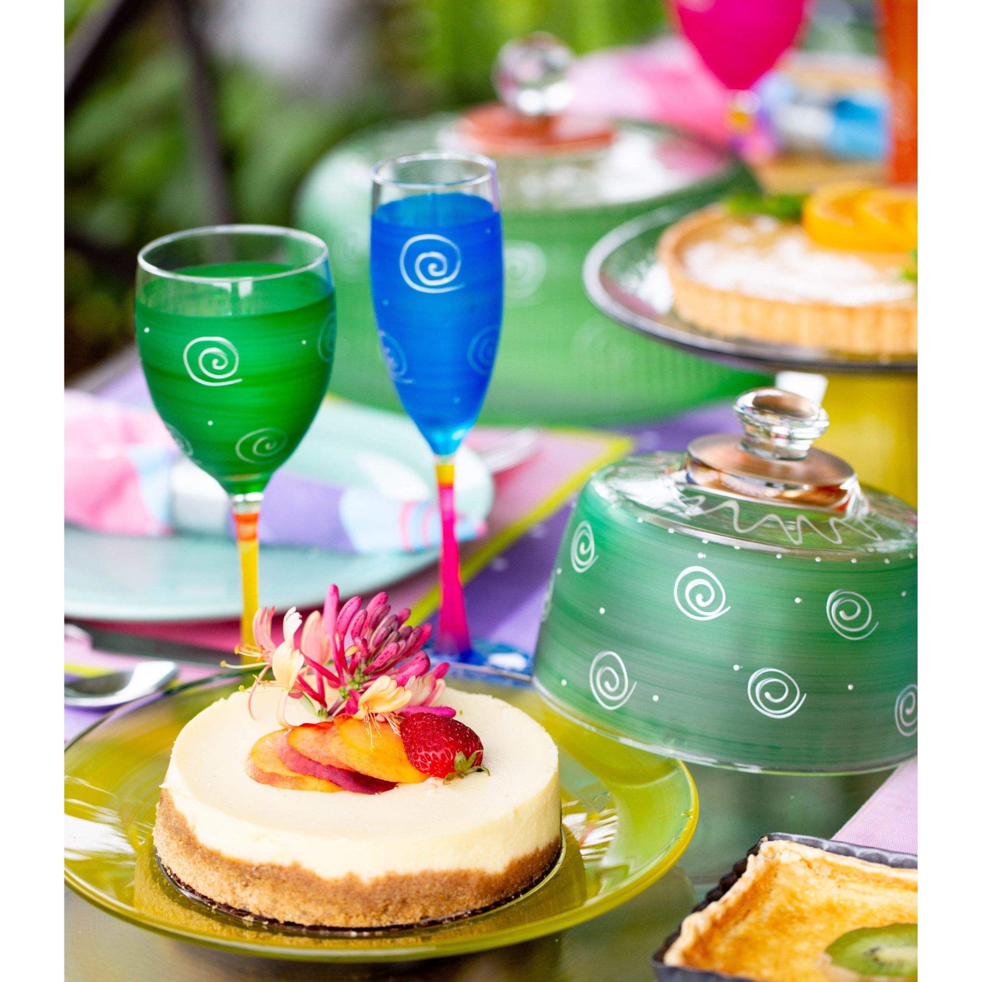 Set of 2 Hand-Painted Turquoise and White Champagne Glasses - 5.75 Oz Stemware for Wedding Toasts, Bridal Showers & Romantic Celebrations