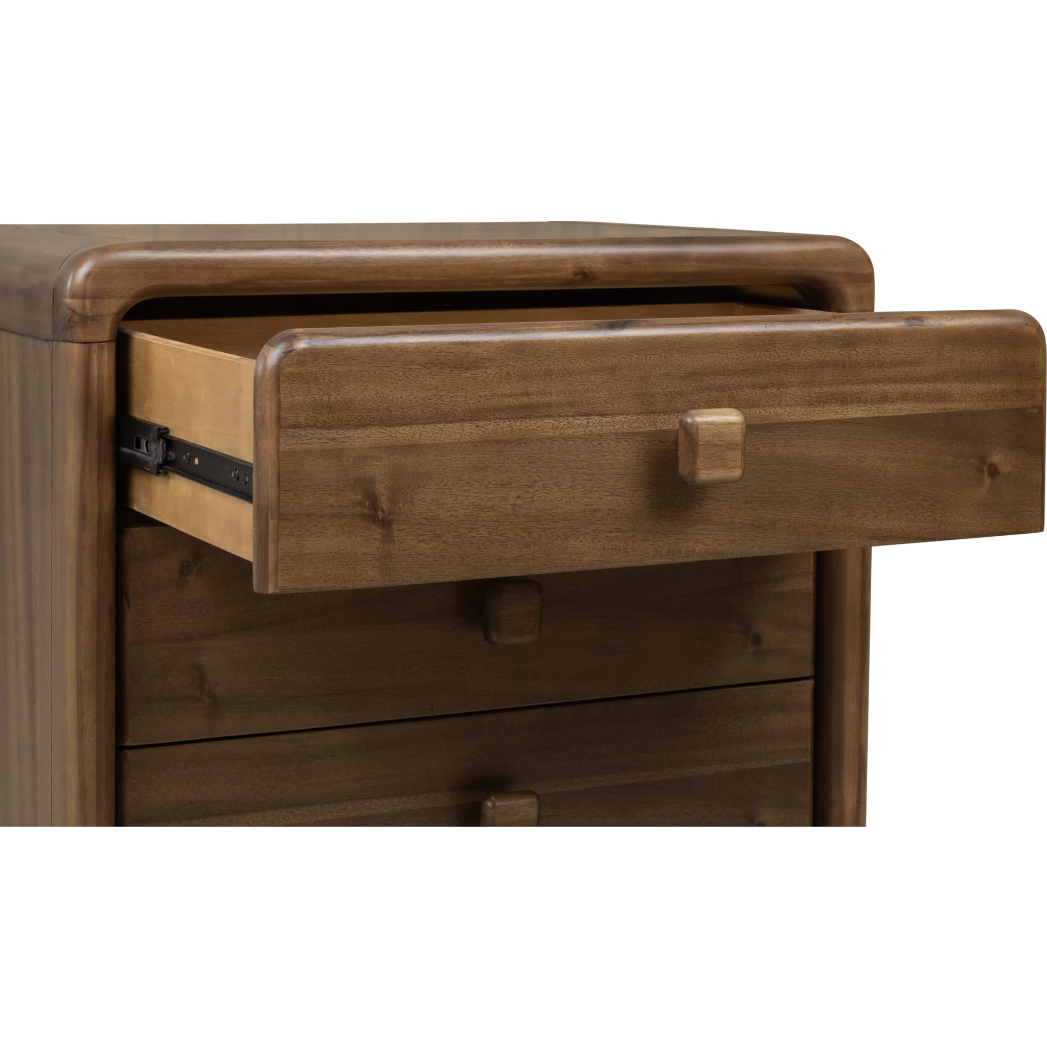 Boka Three Drawer Acacia Wood Nightstand in Impala - Solid Wood Bedside Table with Storage for Bedroom, Living Room & Guest Room