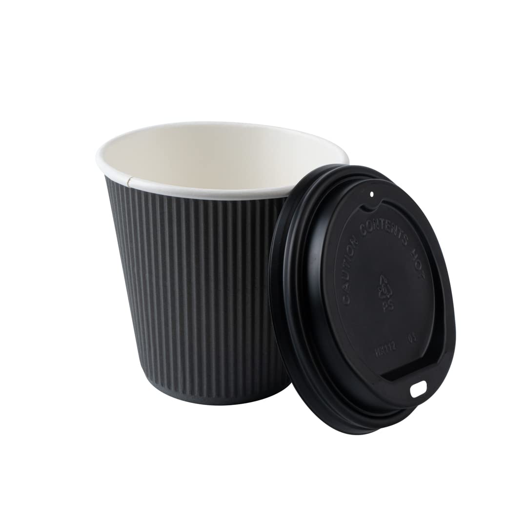 8oz Insulated Coffee Cups with Lids (20 Pack) - Leakproof & Non-Slip Gray Disposable Paper Cups for Hot Beverages - Perfect for Coffee, Tea, Hot Cocoa & Lattes at Cafes, Offices or Home Use
