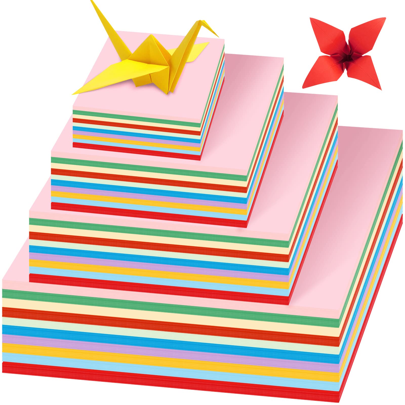 Sinmoe Origami Paper Kit - 10 Vibrant Colors, 4 Assorted Sizes, Double-Sided Square Folding Paper for DIY Crafts, Flower Making & School Projects | Perfect for Kids, Adults & Beginners | Great for Gift Wrapping, Scrapbooking & Home Decor