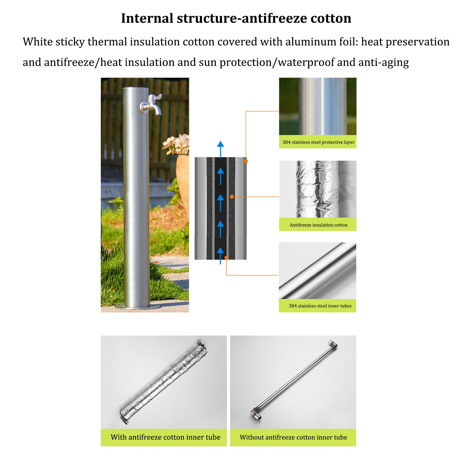 Stainless Steel Outdoor Freeze-Proof Garden Water Spigot - Heavy Duty Weatherproof Yard Faucet with Durable Metal Valve for Lawn Irrigation, Car Washing & Patio Use - Perfect for Gardens, Farms and Outdoor Cleaning