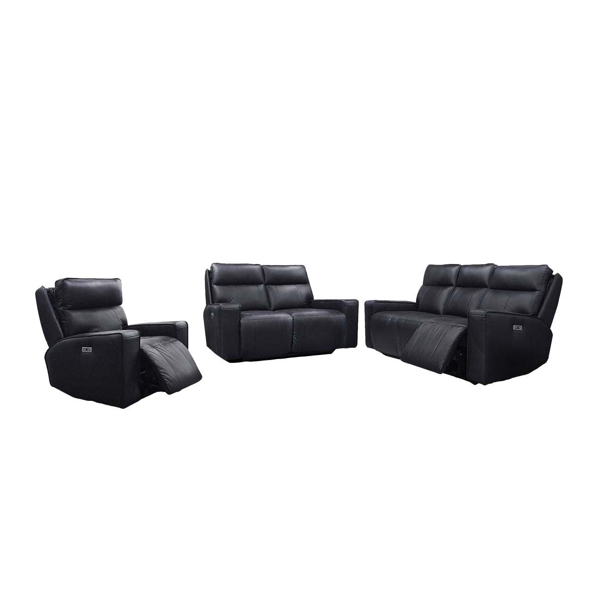 Chadwick Black Power Reclining Loveseat - Modern Electric Recliner Sofa for Living Room, Home Theater & Relaxation - Soft Faux Leather with USB Charging Ports - Comfortable Couches for Small Spaces
