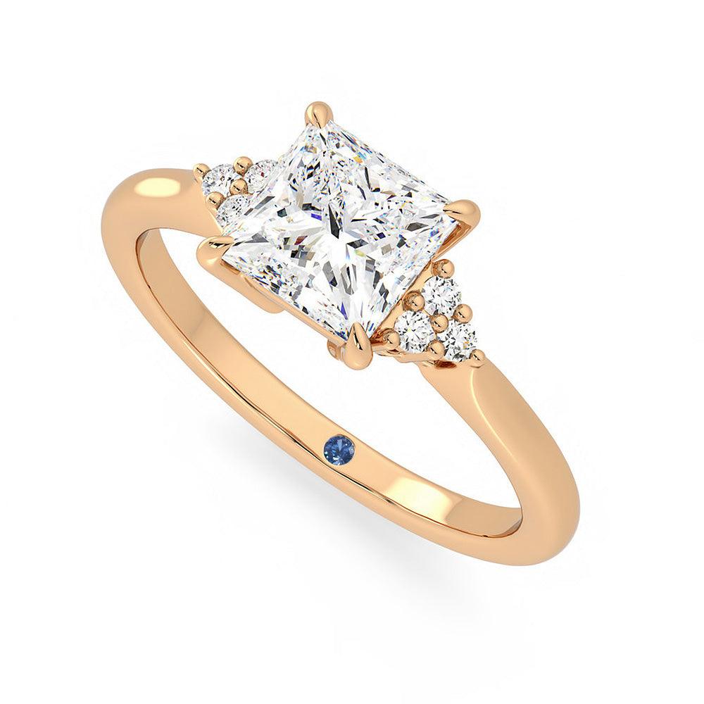 Princess Cut Moissanite Engagement Ring with Hidden Anniversary Stone & Diamond Accents - Perfect for Proposals, Weddings & Anniversary Gifts