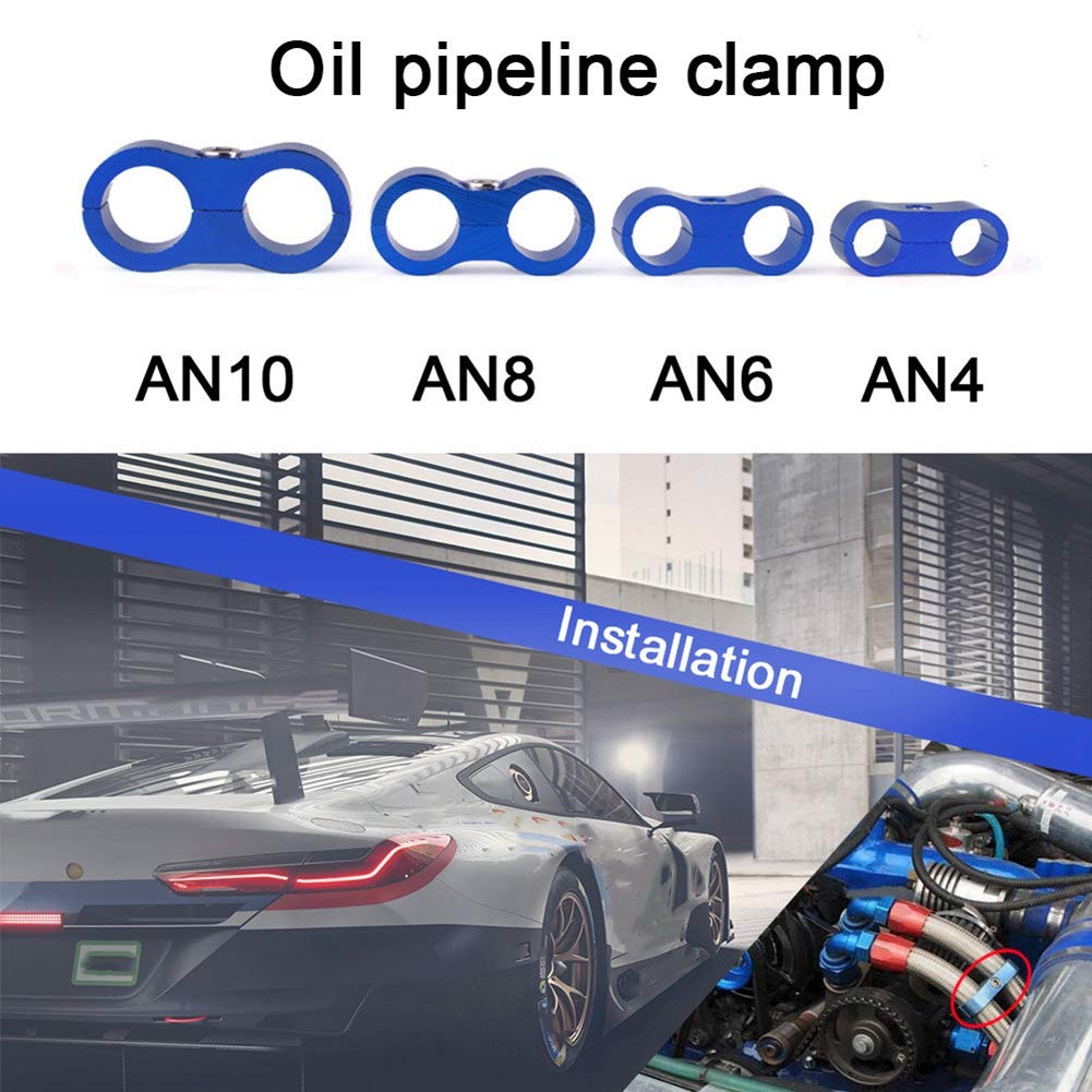 AN8 Billet Aluminum Hose Separator Clamp - 4PCS Black for Fuel & Water Lines